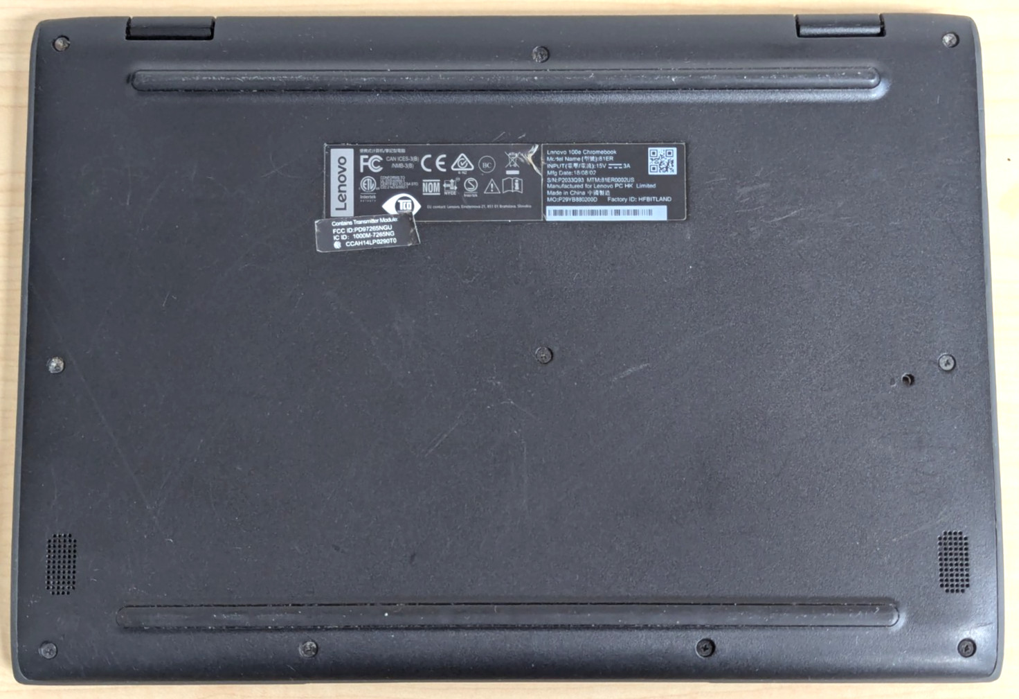 Lenovo 11.6″ Chromebook 100e 81ER Celeron N3350 1.10GHz 4GB RAM 32GB w/Charger