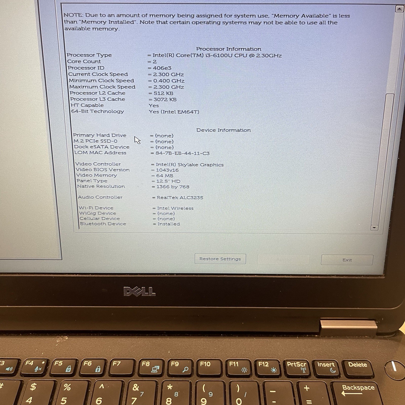Lot 3 Dell Latitude E7270 12.5″ Laptops i3-6th 1 W/RAM 2 No Ram No HDD Boot BIOS