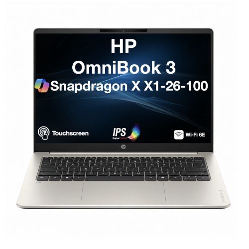 HP OmniBook 3 AI PC 14.0″ Touch WUXGA Snapdragon X X1-26-100 16GB RAM 512GB W11H