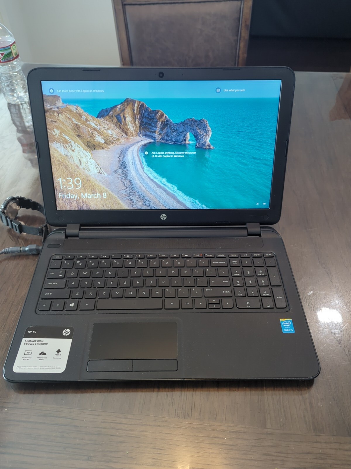 HP Notebook 15, 15.6in Screen, Grey, Factory Default
