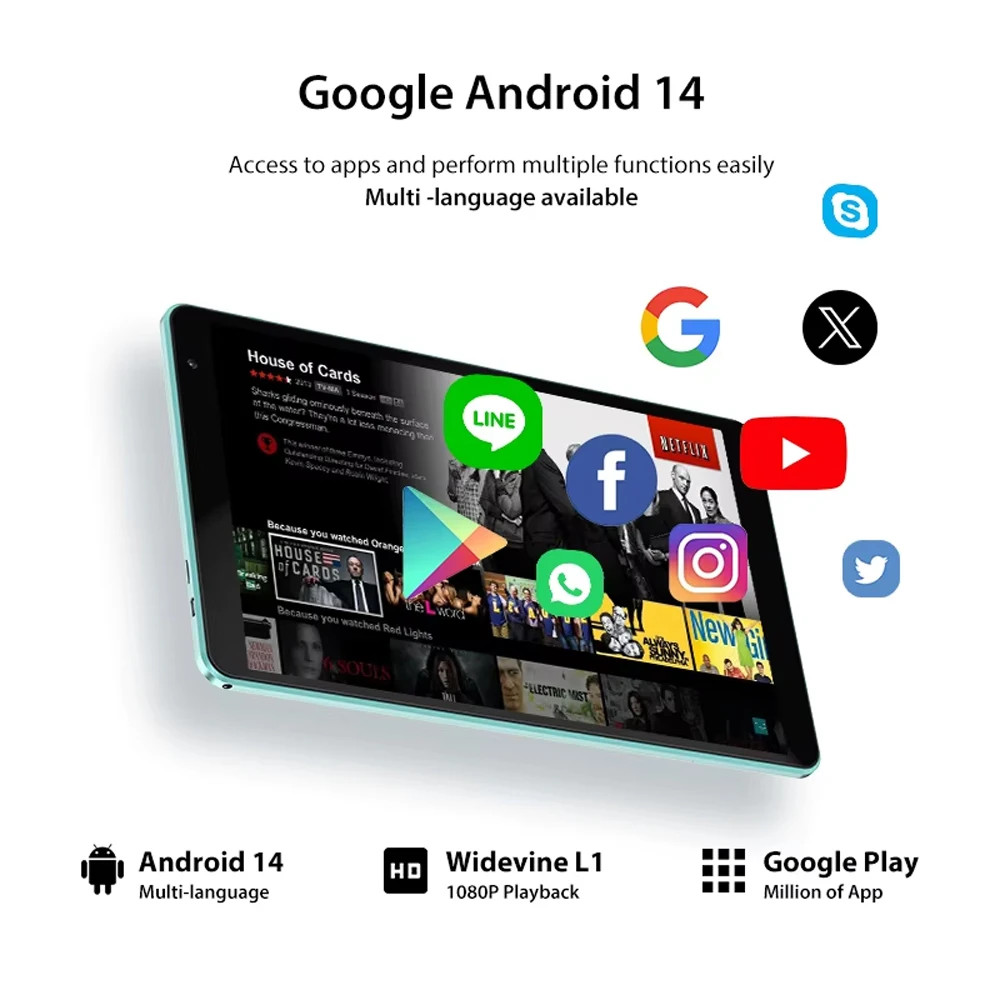 Teclast P85T 8″ Tablet Android 14 Allwinner A523 Octa-Core 4GB+64GB WiFi6