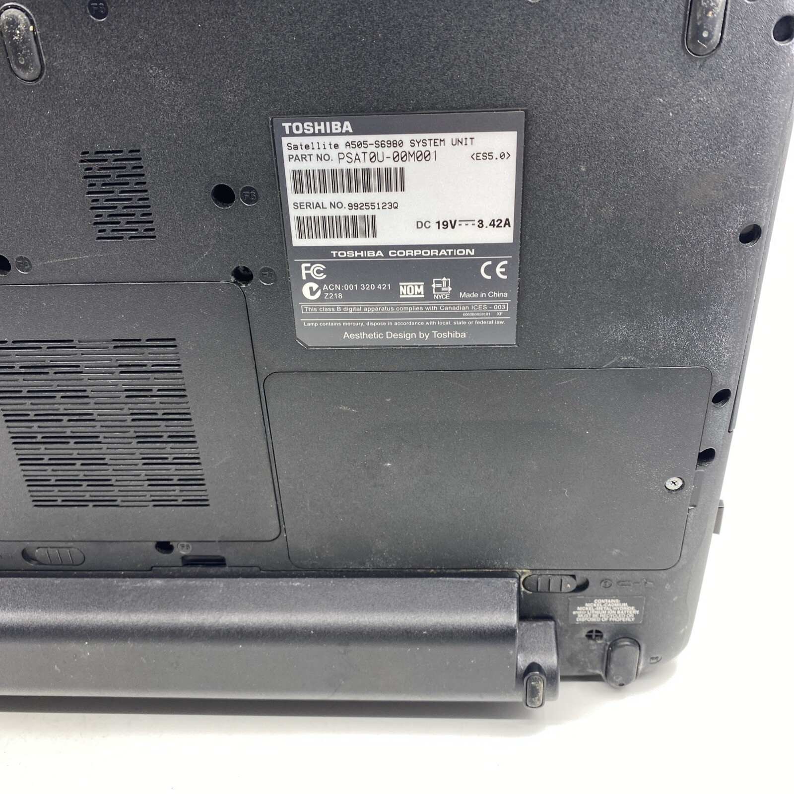 TOSHIBA SATELLITE L655-551122 INTEL I5 M460 2.53GHZ 4GB RAM **NO HD/ NO CADDIE