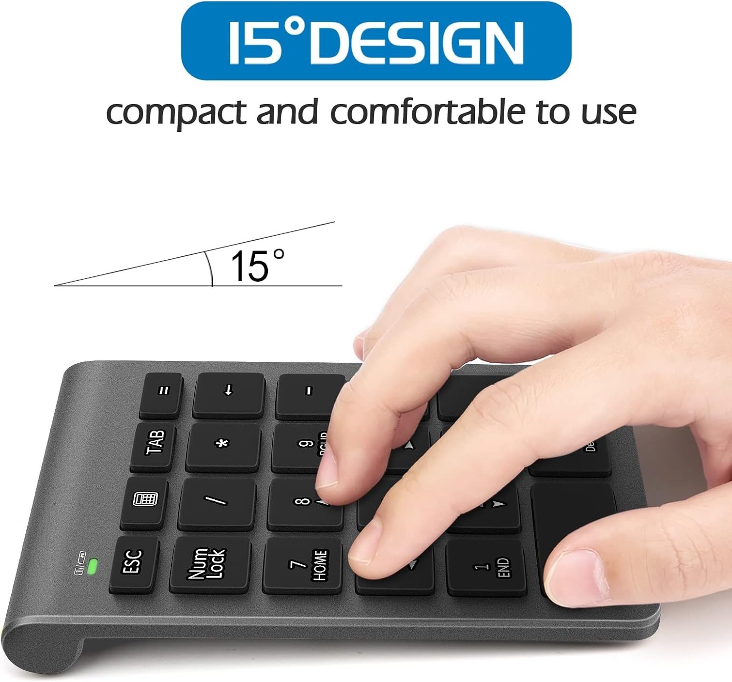 Teclado Numerico Inalambrico, 22 Teclas 2.4 Ghz Portatil Para Laptop