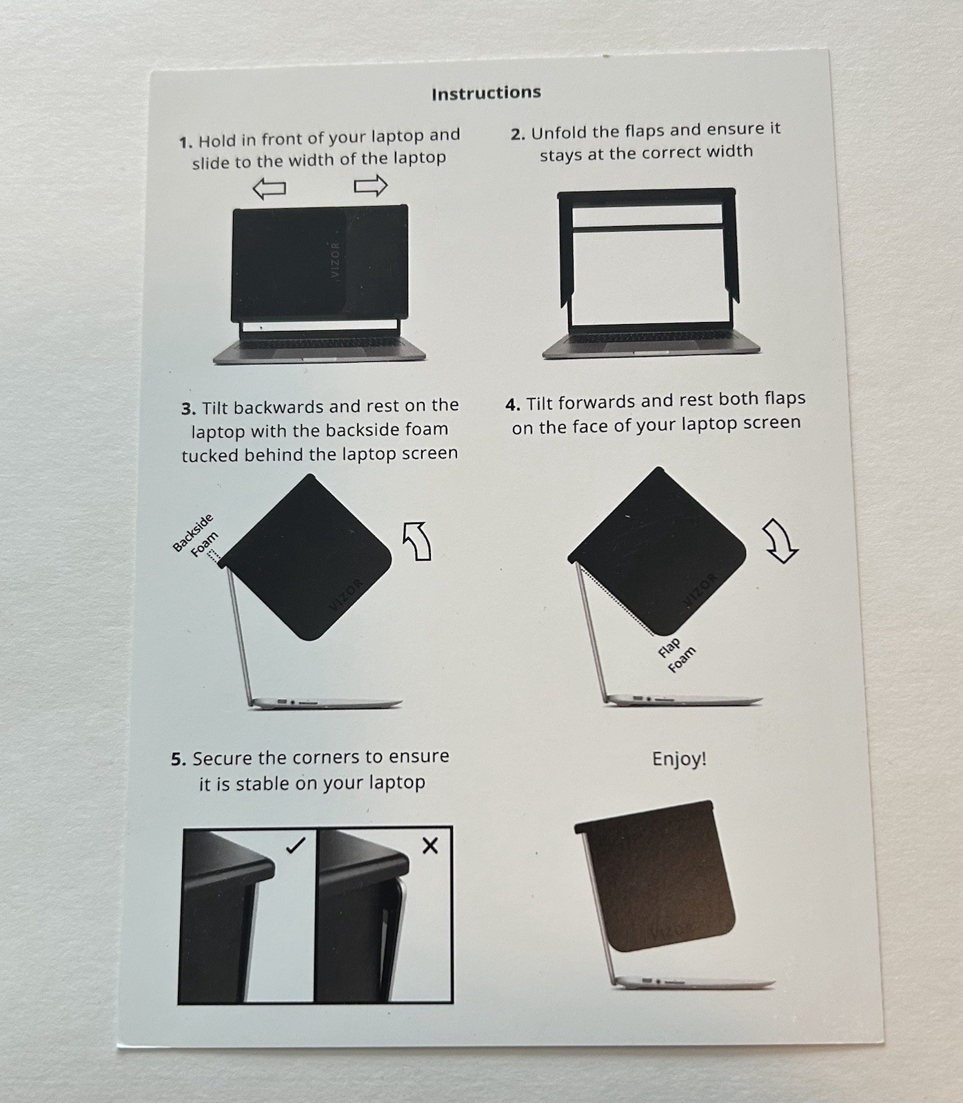 VIZOR Laptop Sun Shield – Adjustable, Portable, Universal Fit See Description
