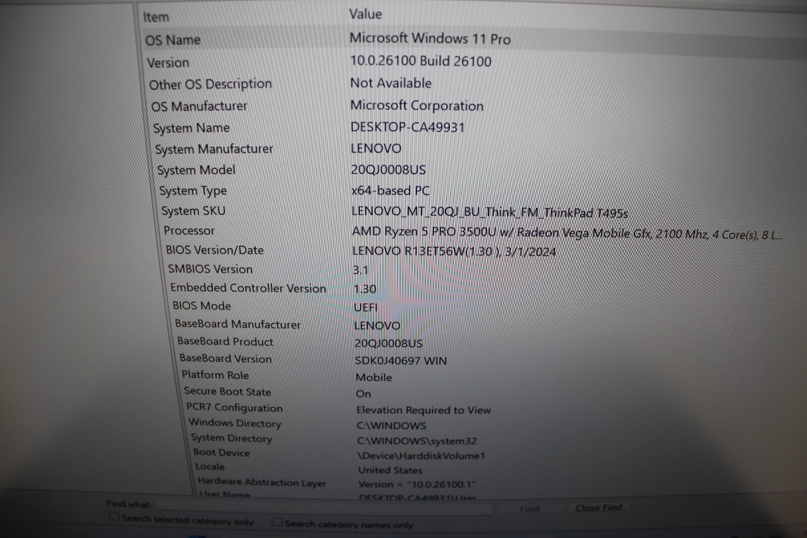 Lenovo Thinkpad T495S AMD Ryzen5 3500U 256GB M.2 SSD 16GB DDR4 Win11Pro-NO Batt