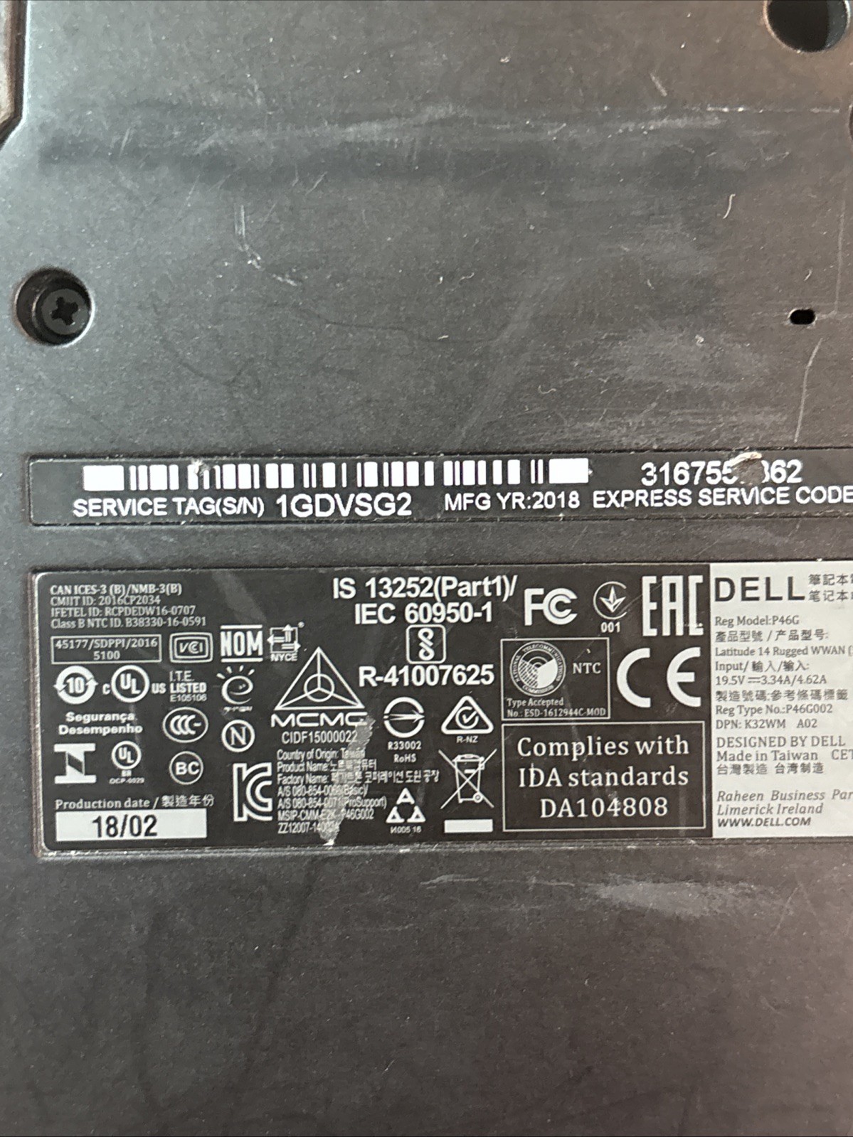 As-Is Dell 14 Rugged 5414 14” i5-6300U 2.4GHz 8GB No HDD Military Laptop