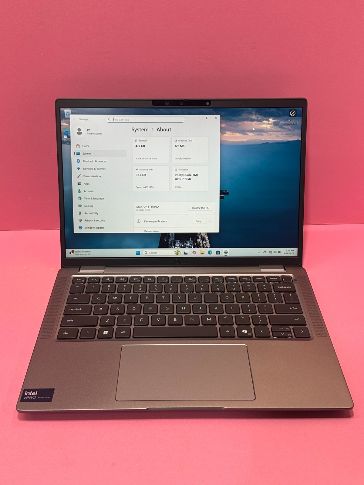 Dell latitude 7350 13.3″ Core Ultra 7 1.7GHz 32GB RAM 500GB SSD