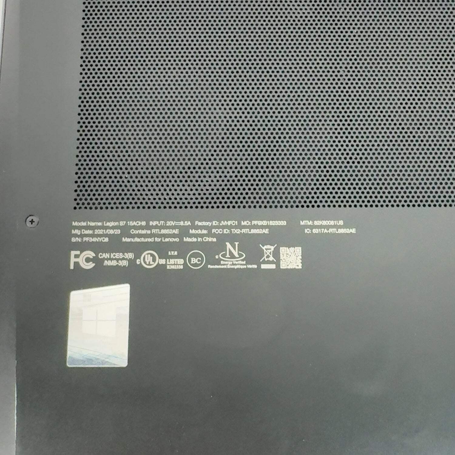 Lenovo Legion S7 15ACH6 Ryzen 9 5900HX 16GB RAM 1TB SSD RTX 3050 Ti UHD 4K