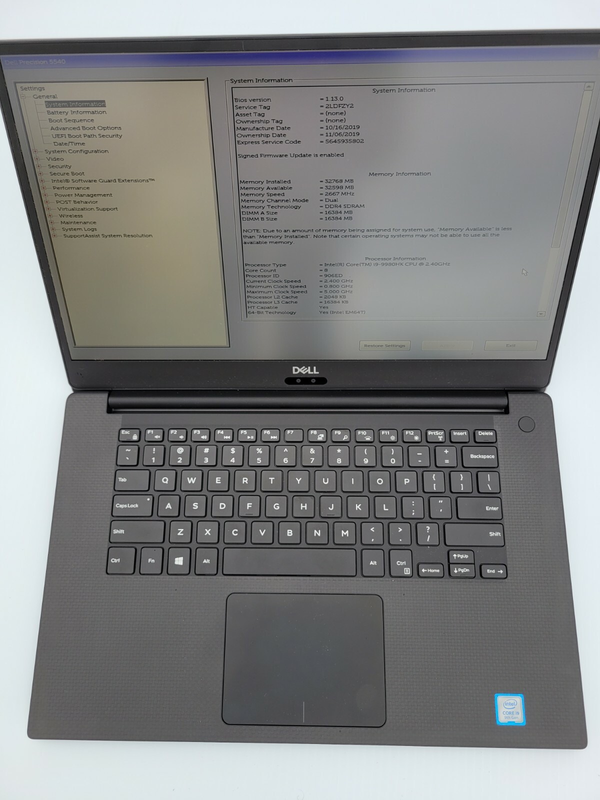 Dell Precision 5540 15.6″ Laptop Computer Intel Core i9-9980HK 512GB Win 10 16GB