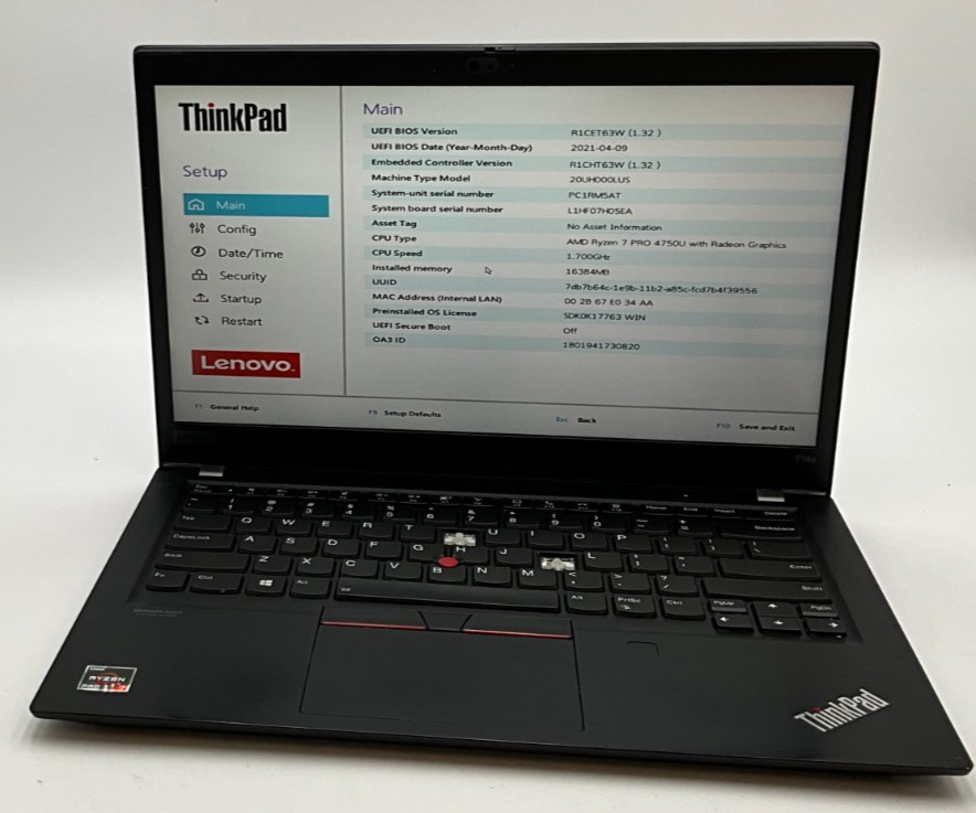 LENOVO ThinkPad T14s Gen 1 20UH000LUS Ryzen 7 16GB 512GB LAPTOP PC1RM5AT *keys