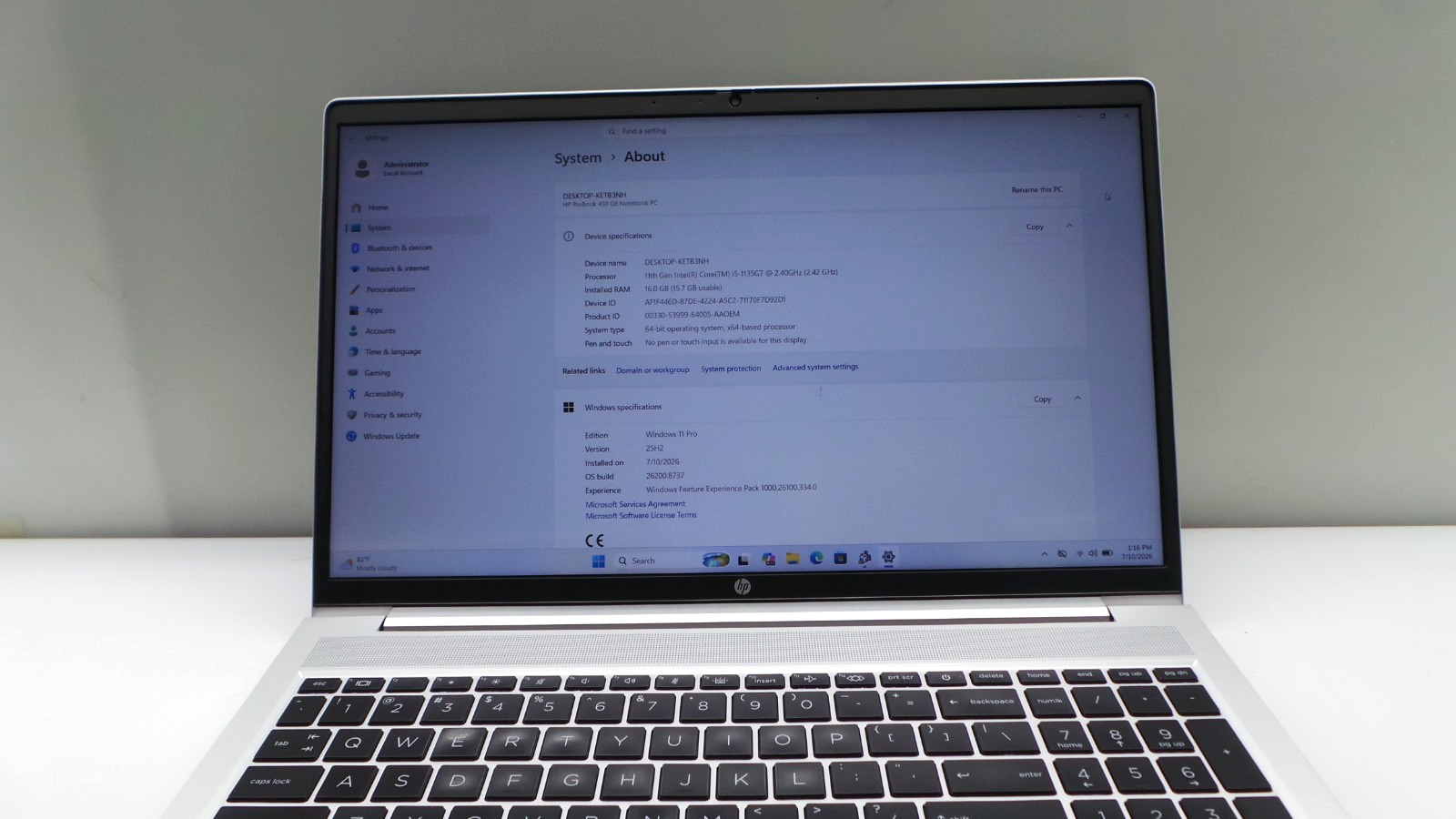 HP ProBook 450 G8 | 15.6″ | i5-1135G7 2.40GHz | 16GB RAM 512GB NVMe | WIN 11 PRO