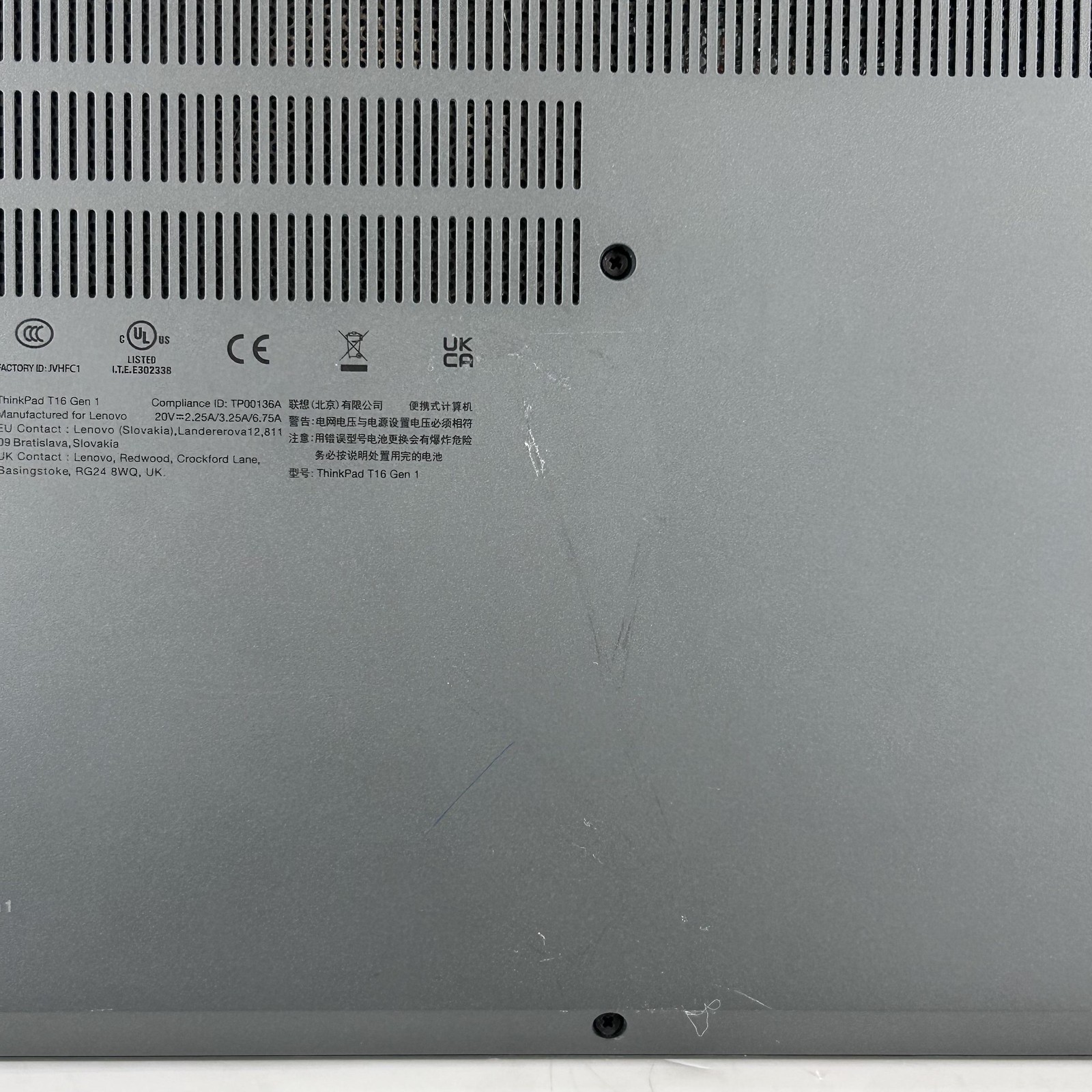 Lenovo ThinkPad T16 Gen 1 Gray FHD+ 2.2 GHz i7-1270P 16GB 512GB SSD Very Good