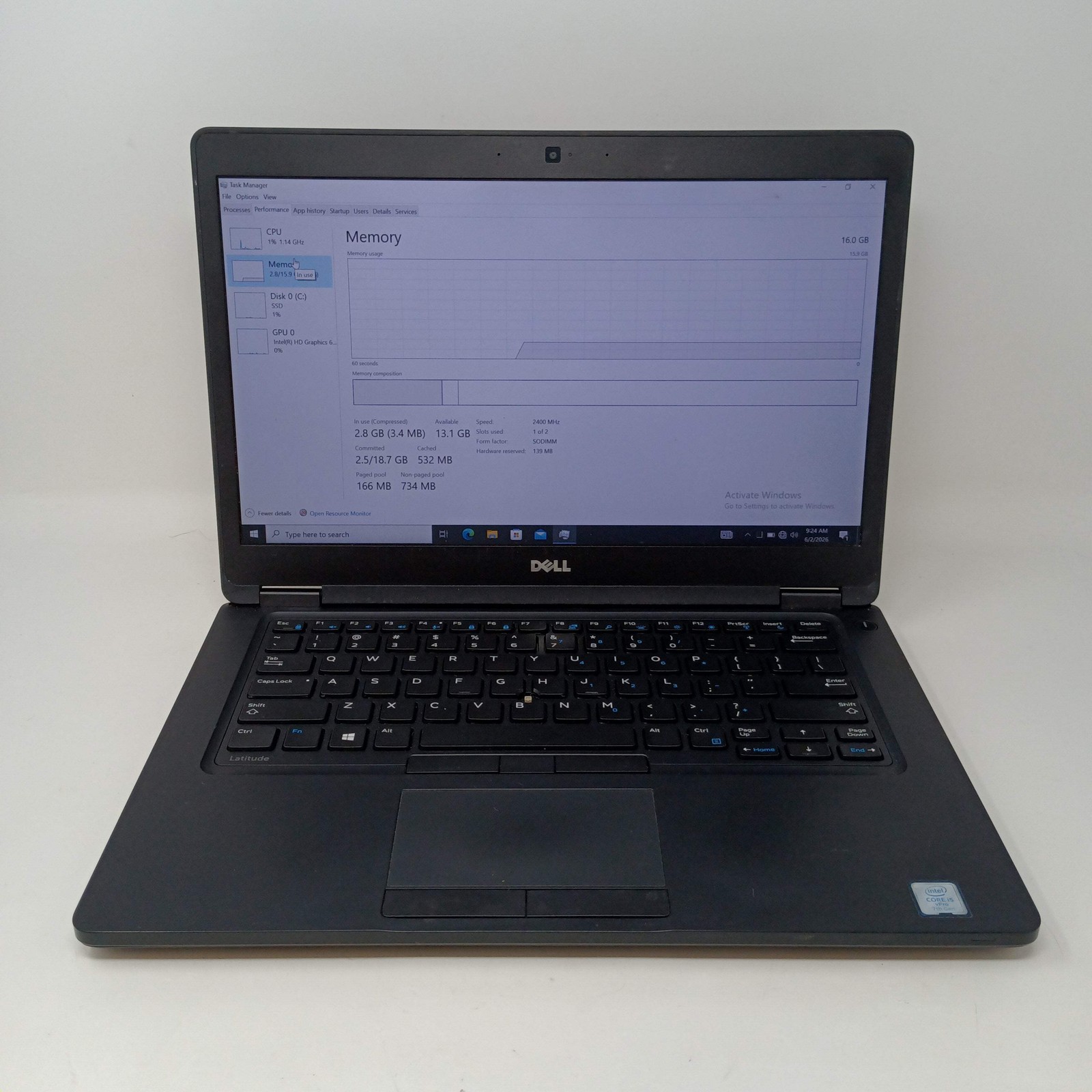 Broken Dell Latitude 5480 3000 14″ i5-7440HQ 4GB RAM 60GB SSD/ Missing Key