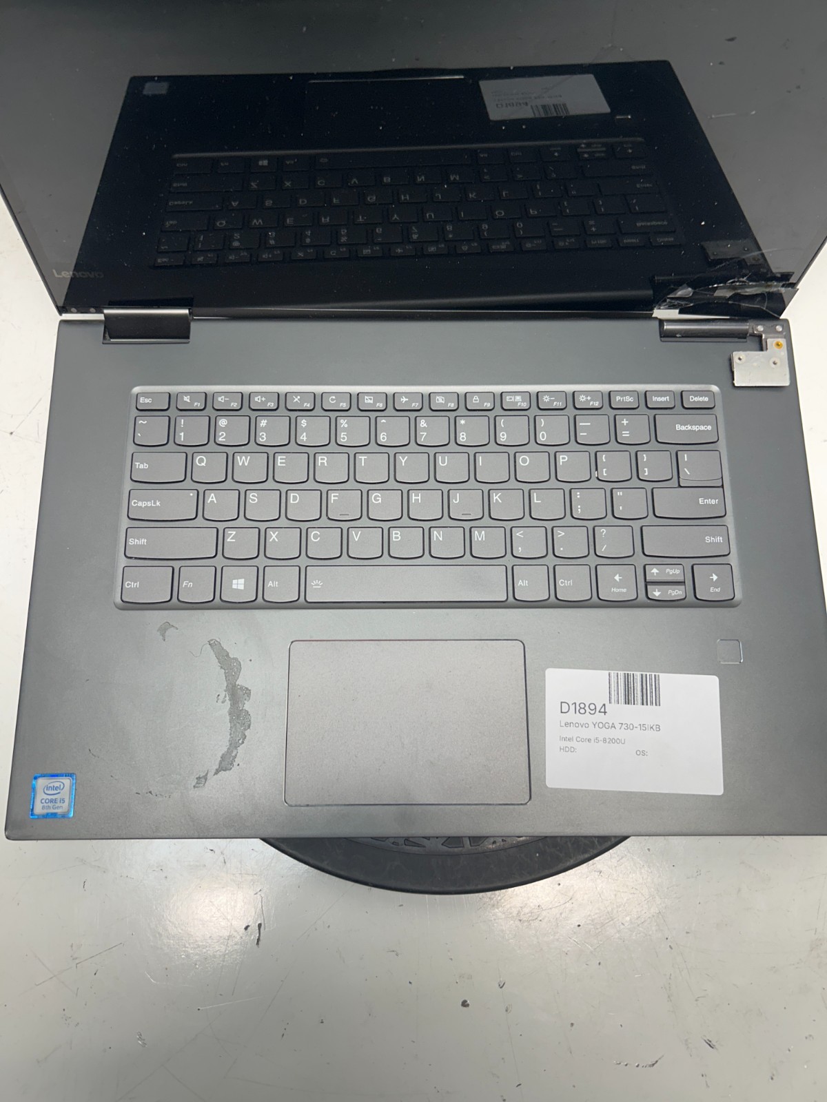 Lenovo YOGA 730-15IKB Intel Core i5-8200U NO RAM NO HDD NO BAT