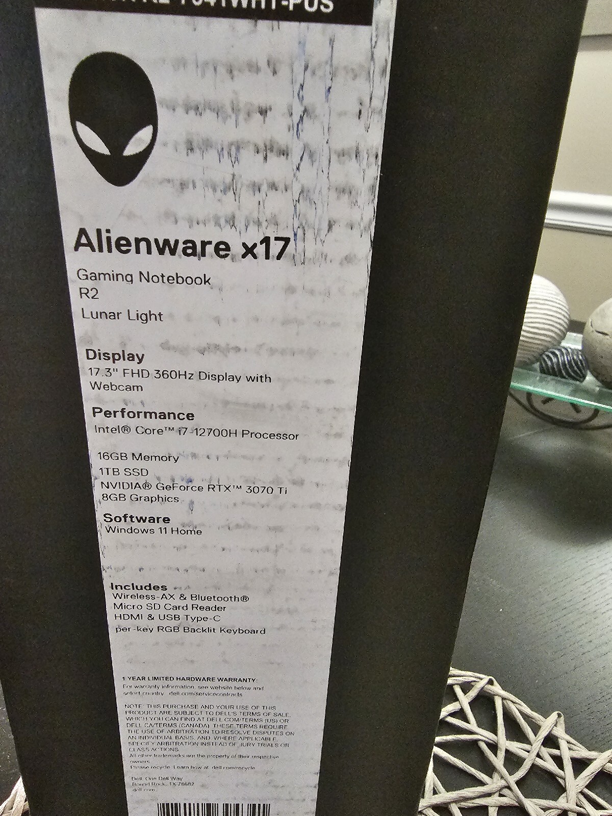 Alienware X17 R2 i7-12700H – 32GB DDR5 MEMORY – 1TB SSD – RTX 3070 Ti 360Hz
