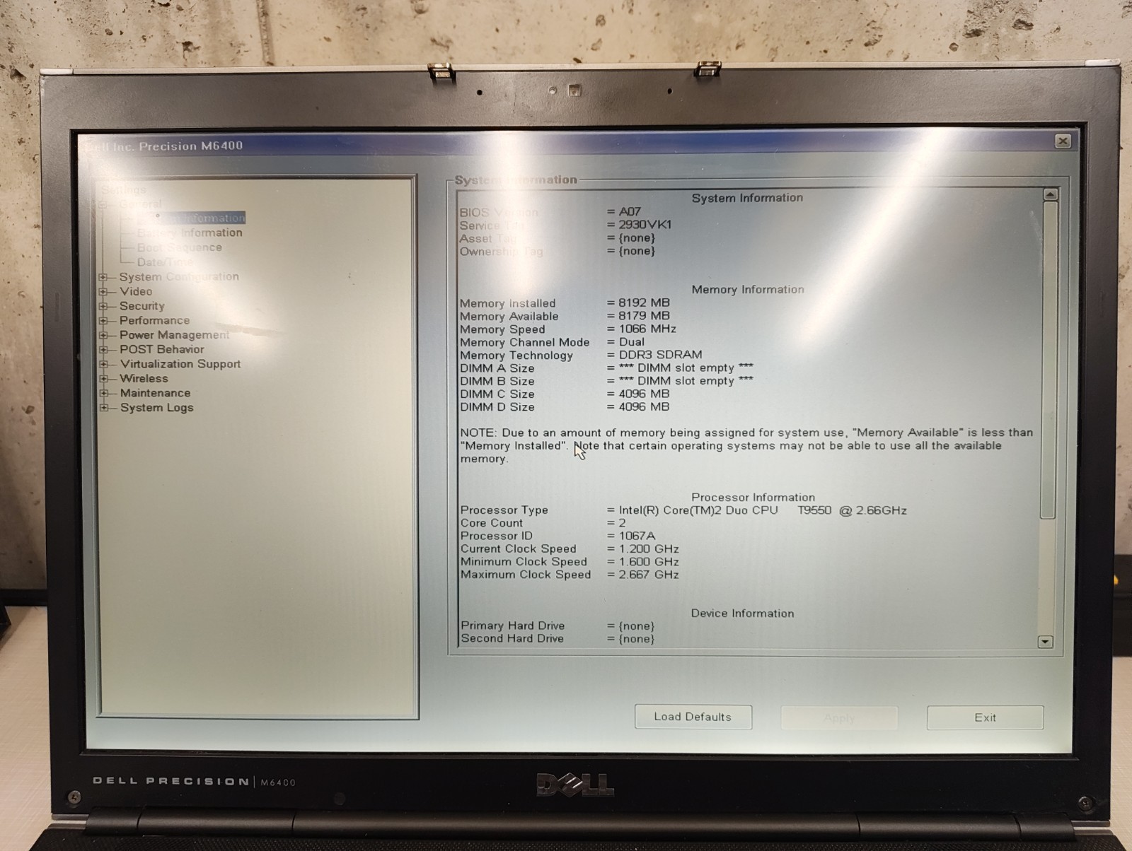 Dell Precision M6400 17″ Laptop | T9550, 8gb RAM, 1200p LCD | NO BATT, FOR PARTS