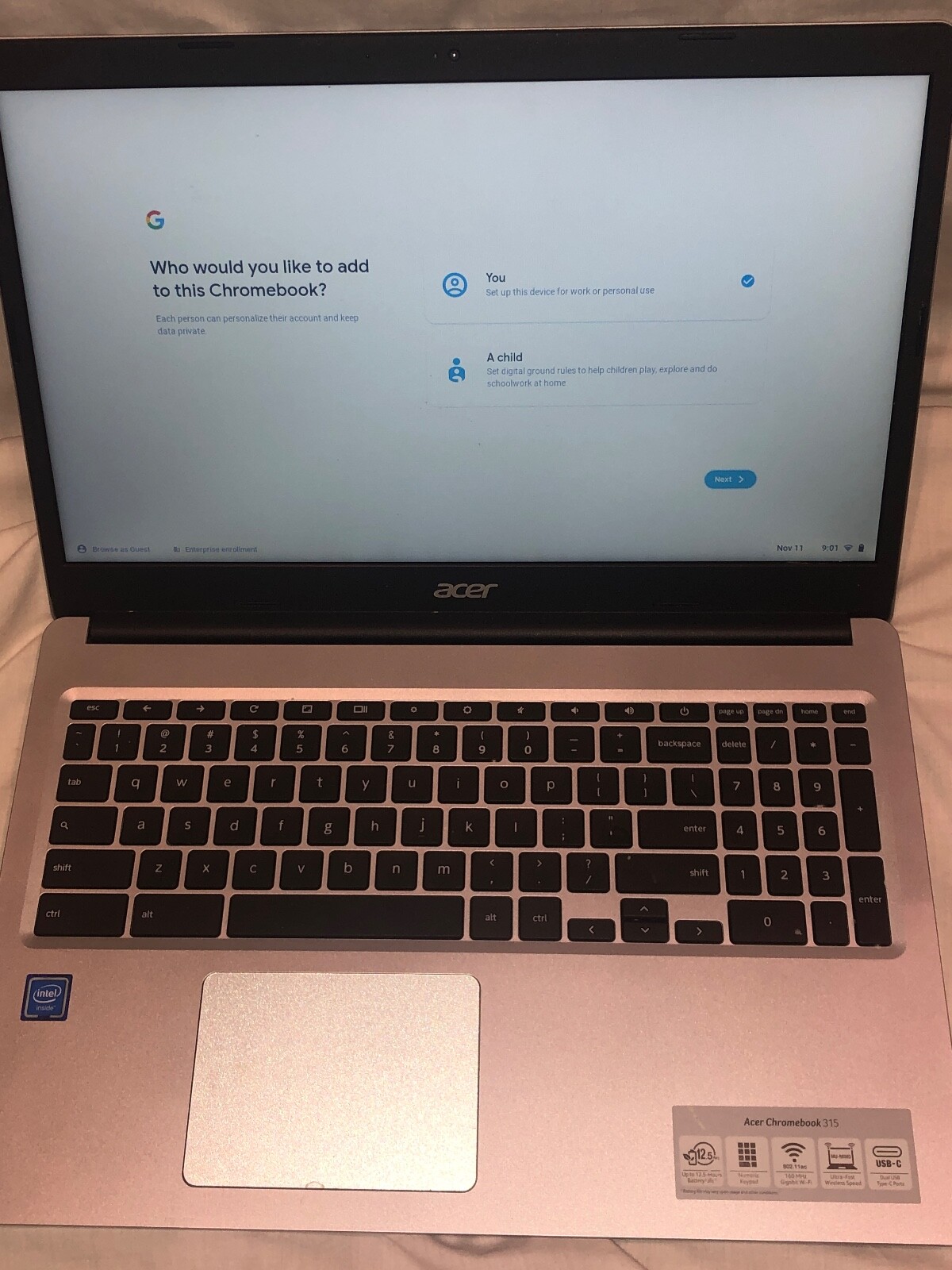 Acer Chromebook 315 15.6″ 32GB, Celeron N 1.1GHz, 4GB CB315-3H-C2C3 Model: N19Q