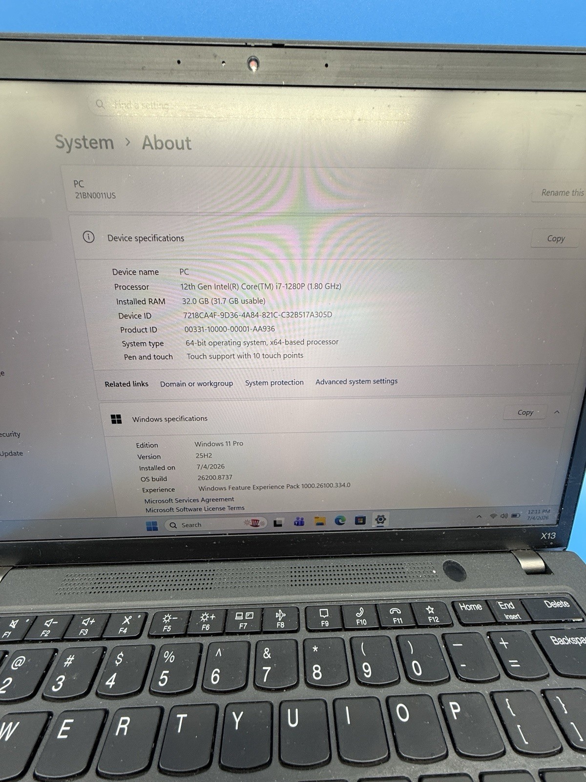Lenovo ThinkPad X13 Gen 3 13.3” Touch i7-1280P 32GB RAM 1TB SSD Win 11 Pro