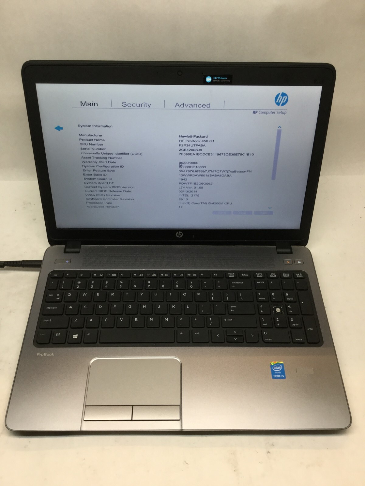 HP ProBook 450 G1 15″ Laptop Intel Core i5 4th Gen. -MZ