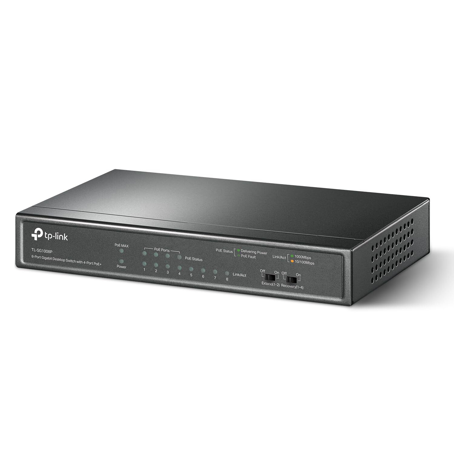 8 Port Gigabit Switch with 4 PoE Ports Power Over Ethernet Desktop Wall Mount