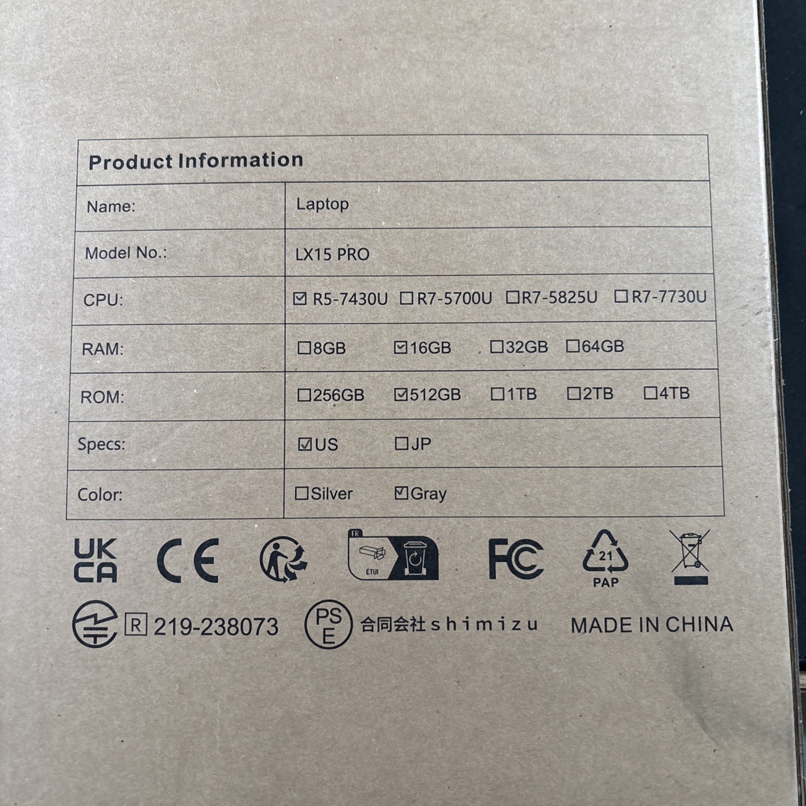 Mallrace Lx15 pro R705700U Laptop