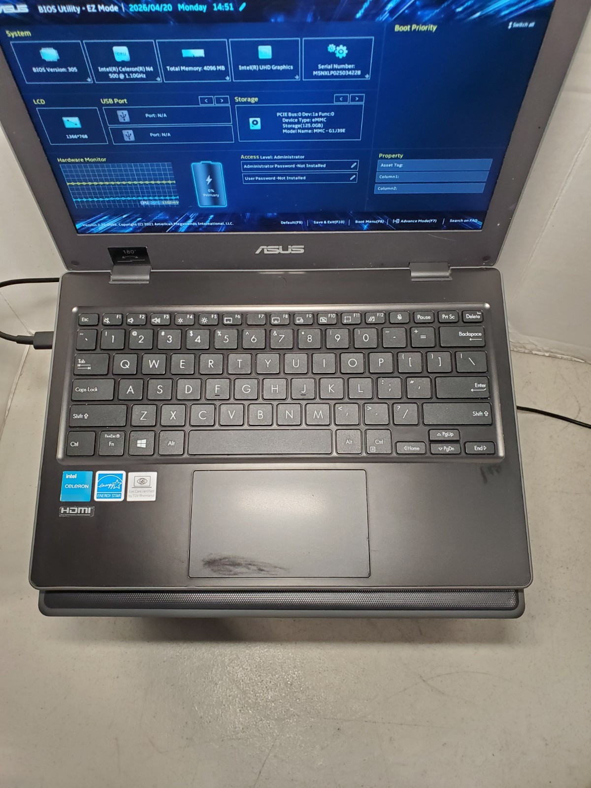 Lot of 10 ASUS BR1100CK 11.6″ Intel N4500 4GB RAM 128GB SSD NO OS! #69