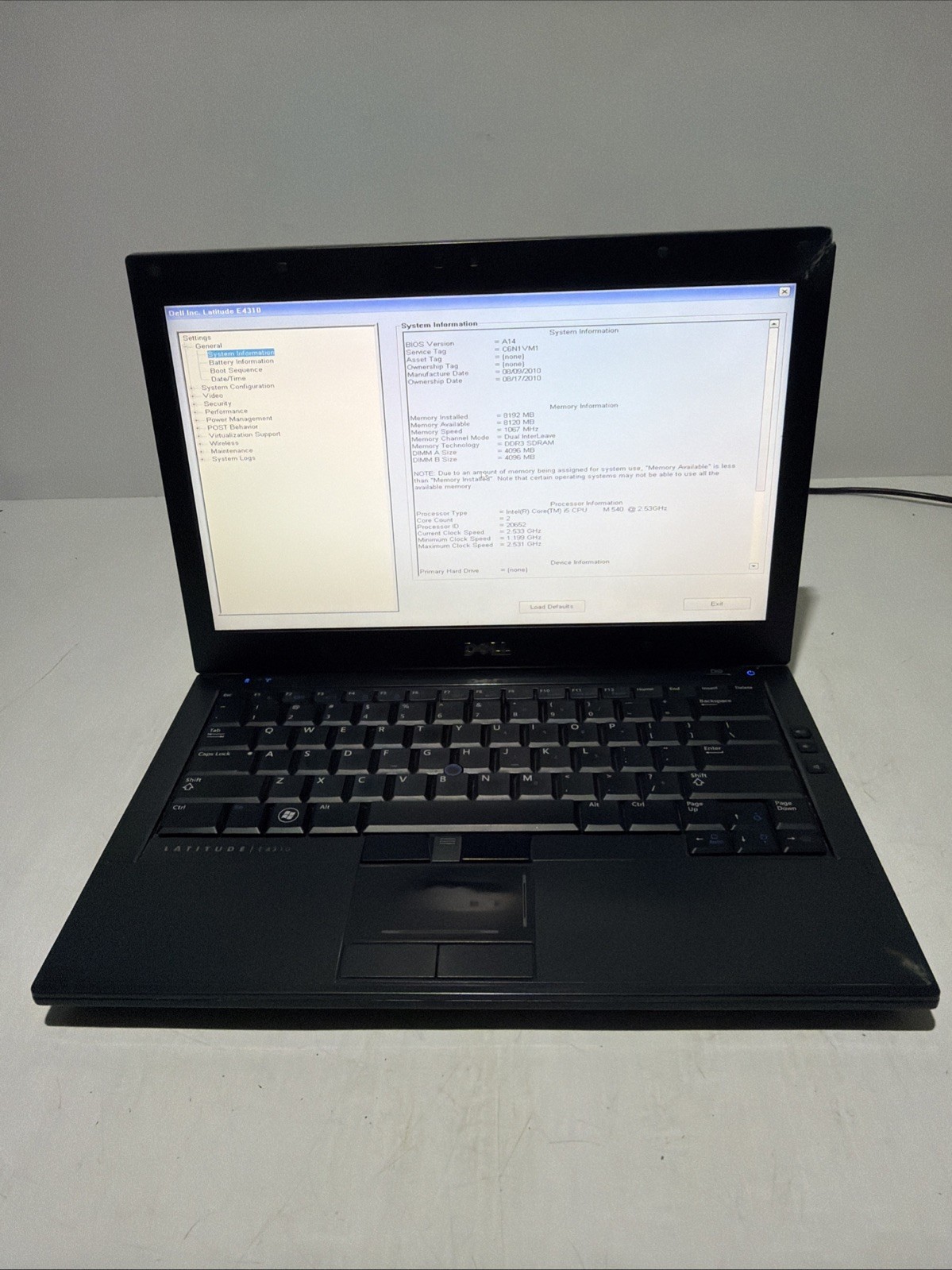 Dell Latitude E4310 14″ Laptop i5 M540 8gb Ram No Drives Boots Bios No P/S