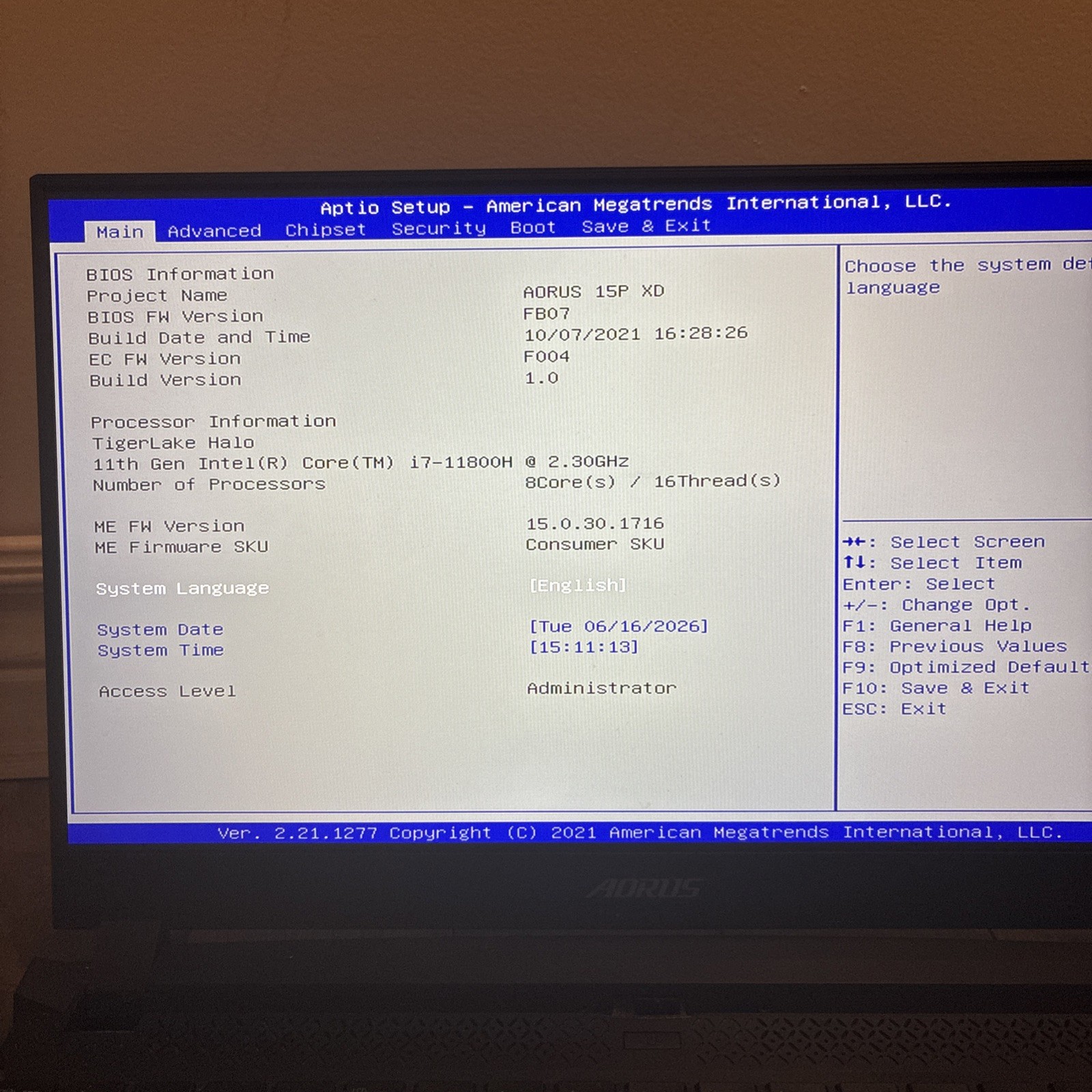 AS IS – NO RAM NO SSD – Gigabyte AORUS 15P XD RTX 3070 8GB i7-11800H Gaming