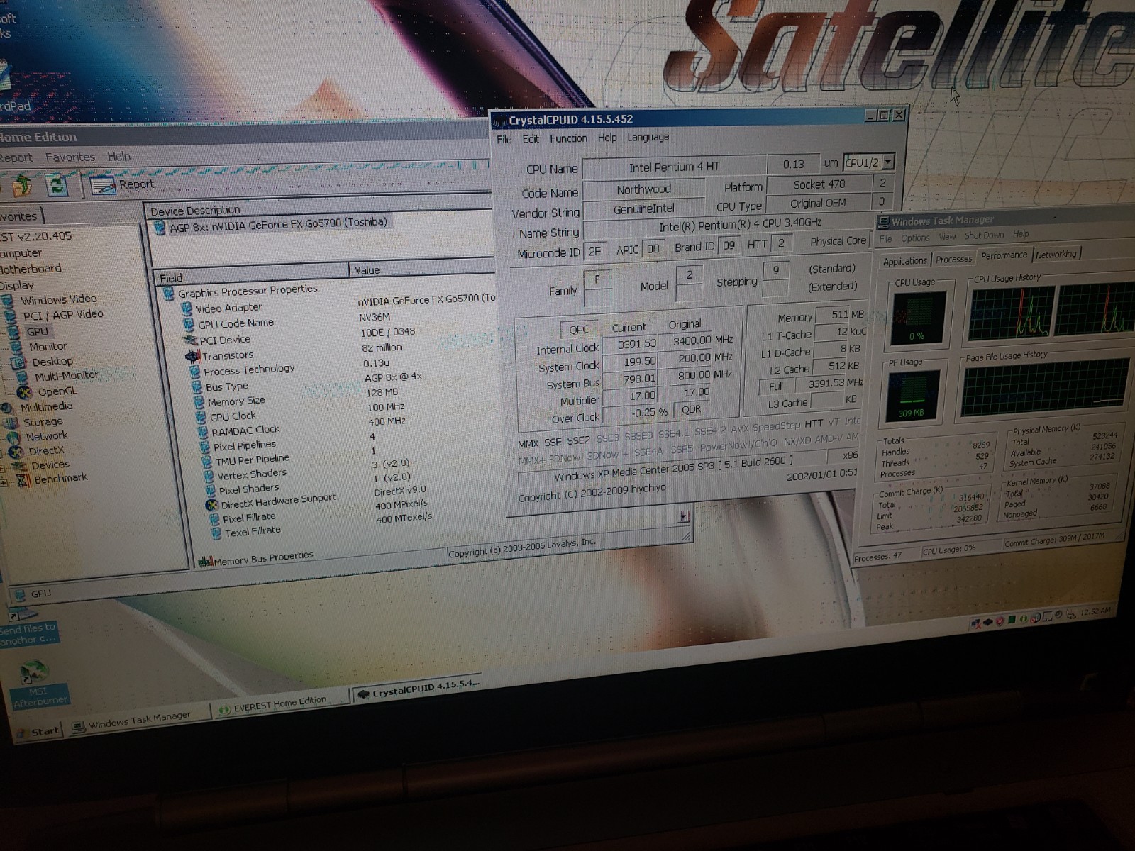 Rare Max Spec Toshiba Satellite P25 W/TV Tuner P4 3.4ghz SL793 FX5700 (P25-S676)