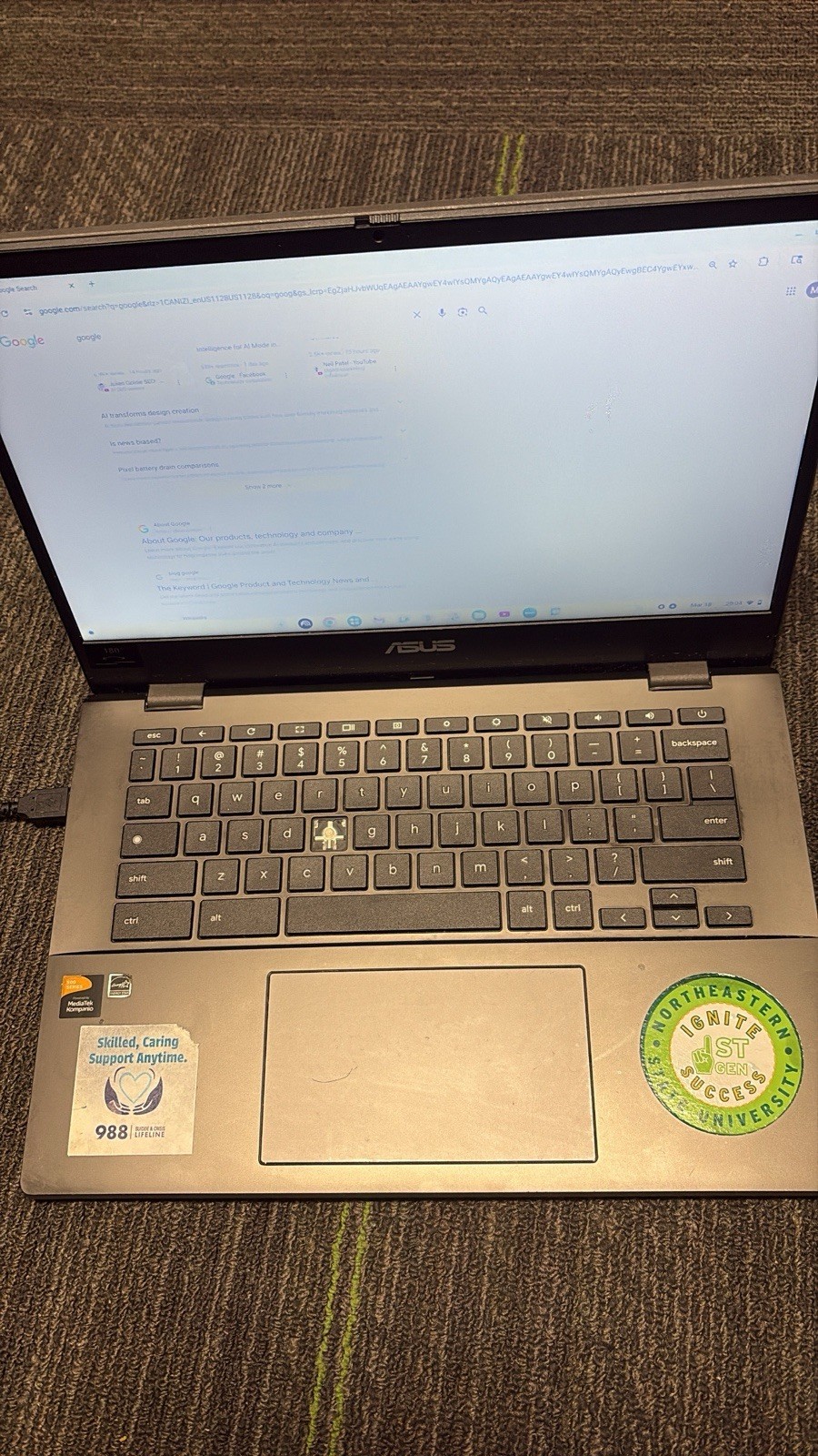 ASUS CM1402CM2 Chromebook Laptop, MediaTek Kompanio 520, 14″ Gray, Chrome OS