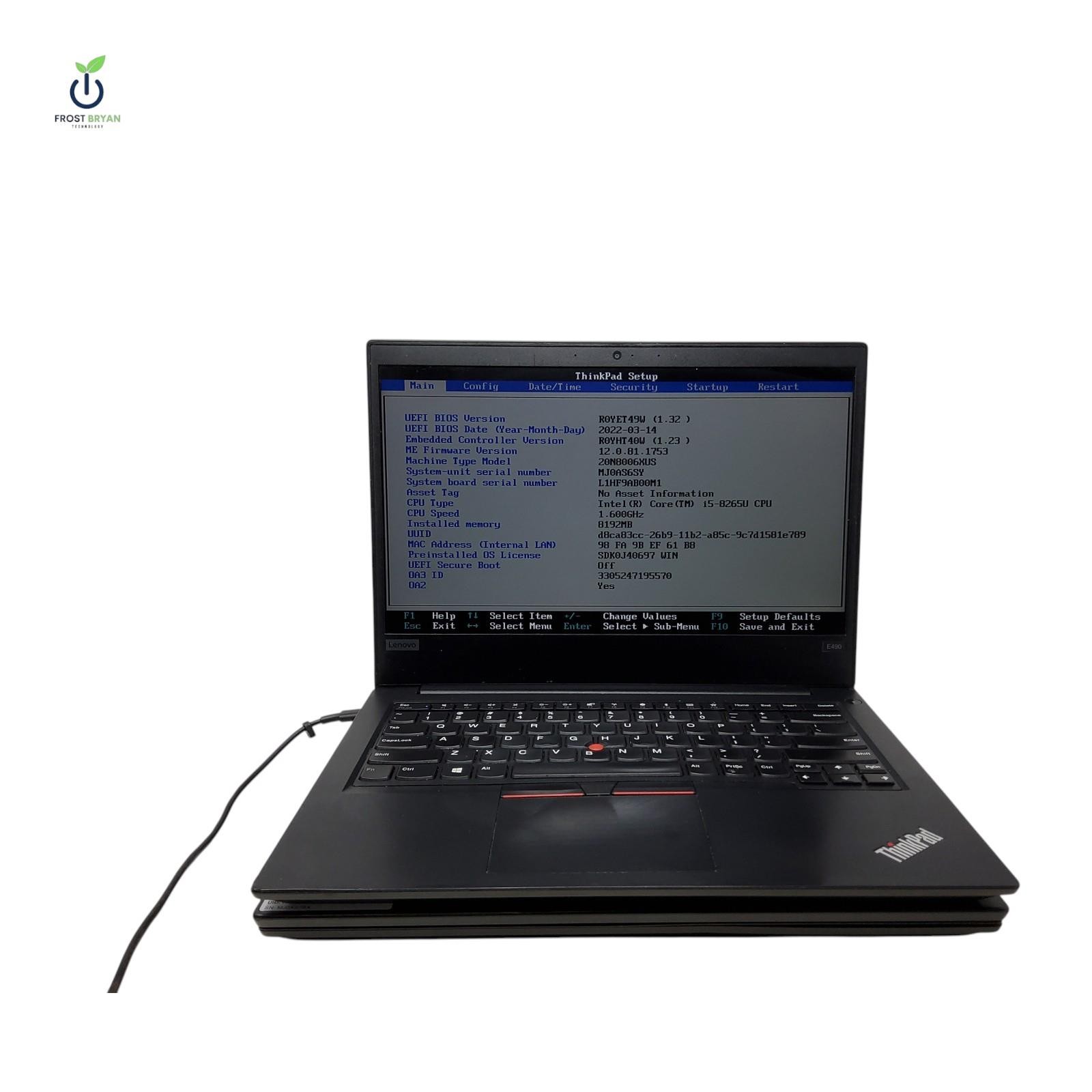 Lot of 2 THINKPAD E490 i5-8265U@1.60GHz 8GB No SSD/OS For Parts [READ]