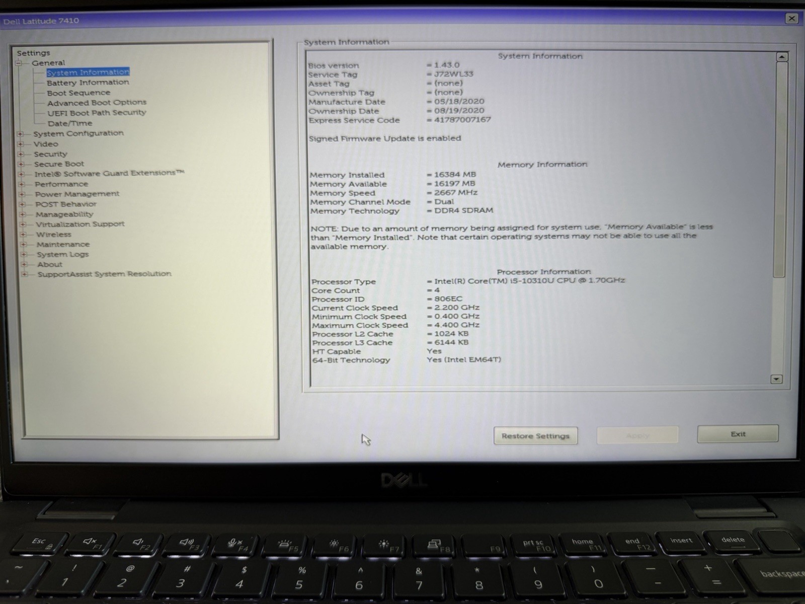 Dell Latitude 7410 14″ FHD Touchscreen i5-10310U 16GB RAM 256GB NVMe SSD Win 11