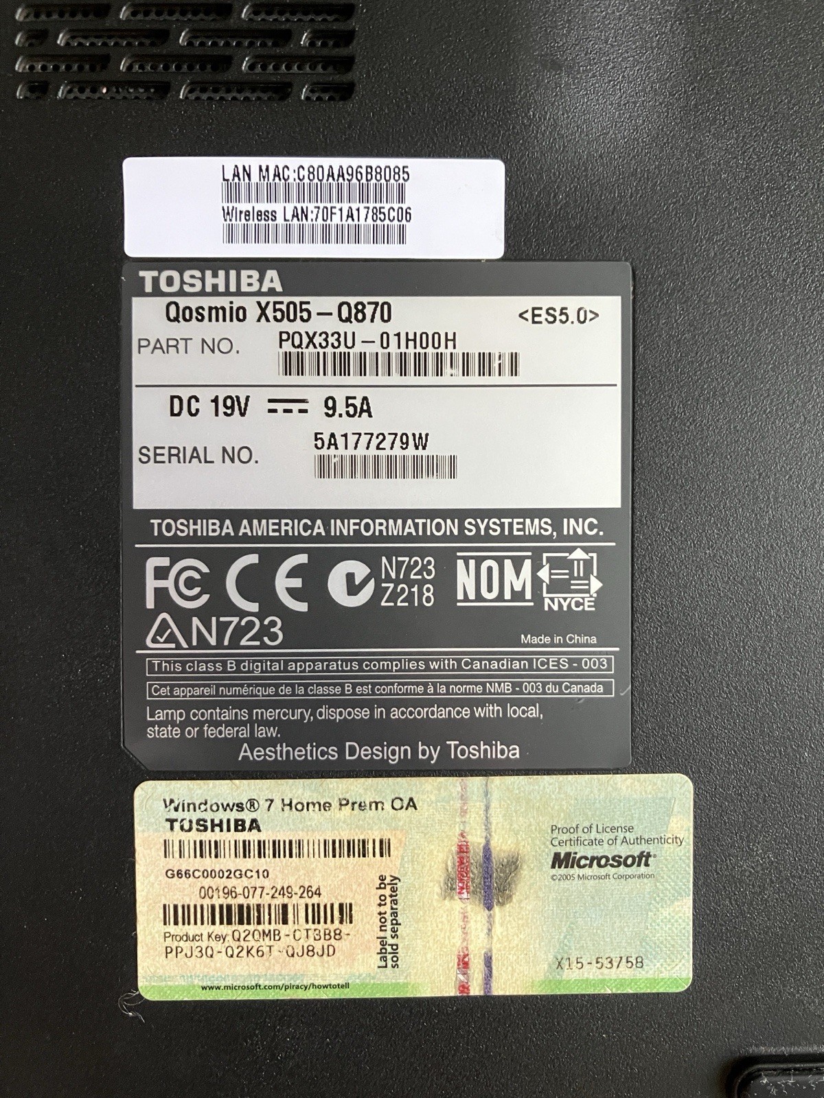 TOSHIBA Qosmio X505-Q870 – fully functional or for parts