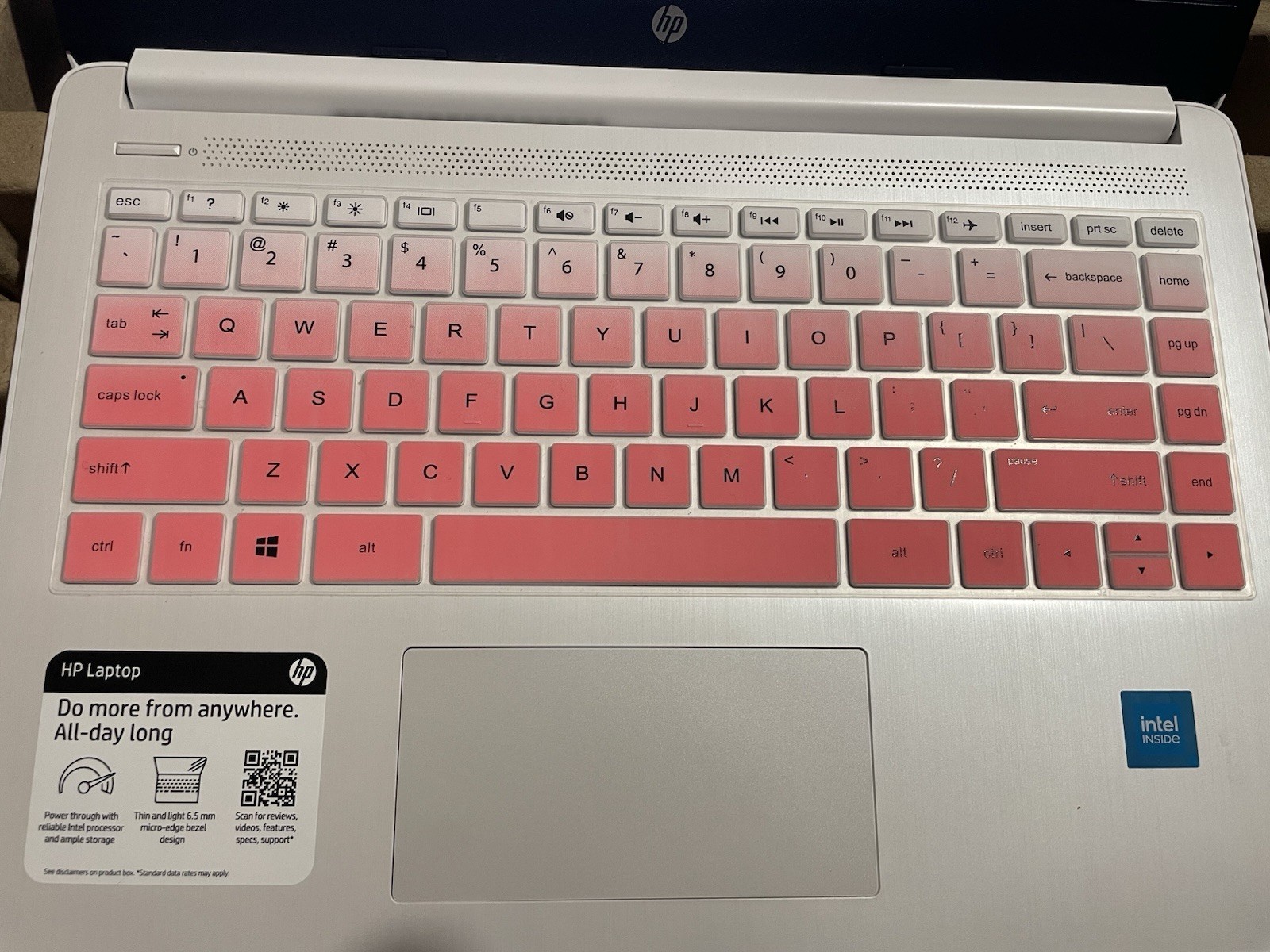 HP Laptop Intel Inside Pink Keyboard Case screen protector