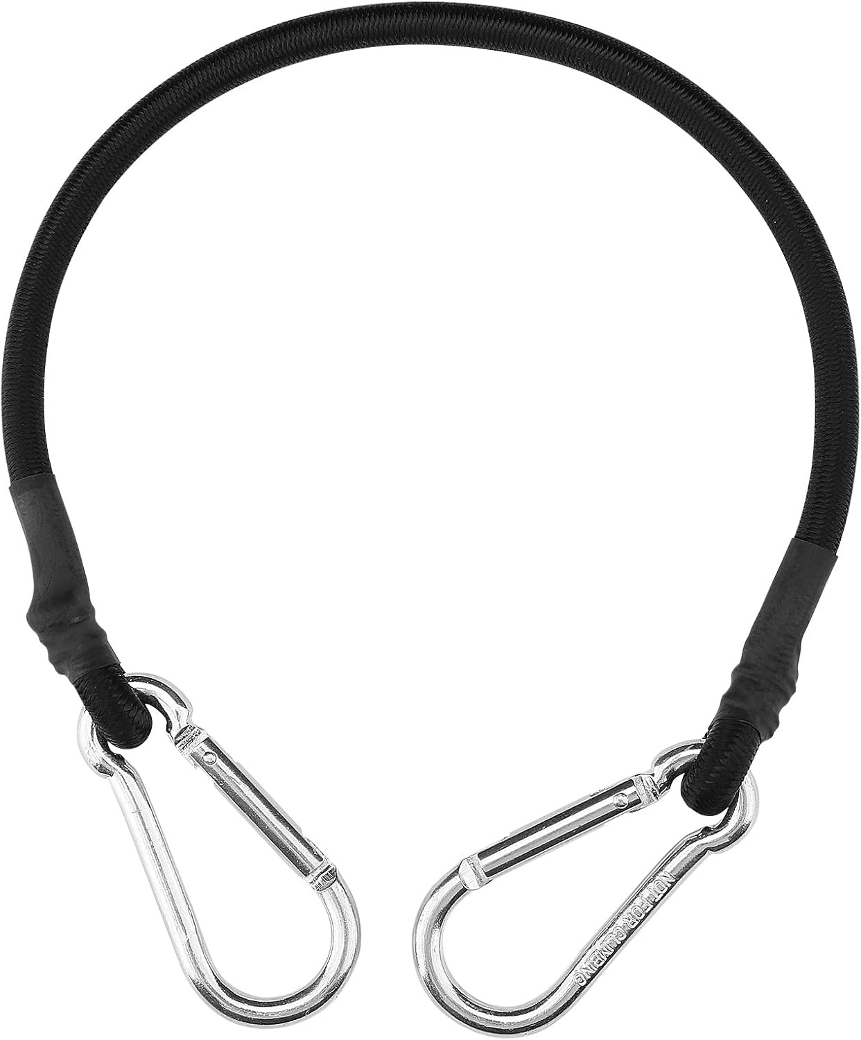 18 Inch Black Bungee Cords with Carabiner Hooks, 4Pcs