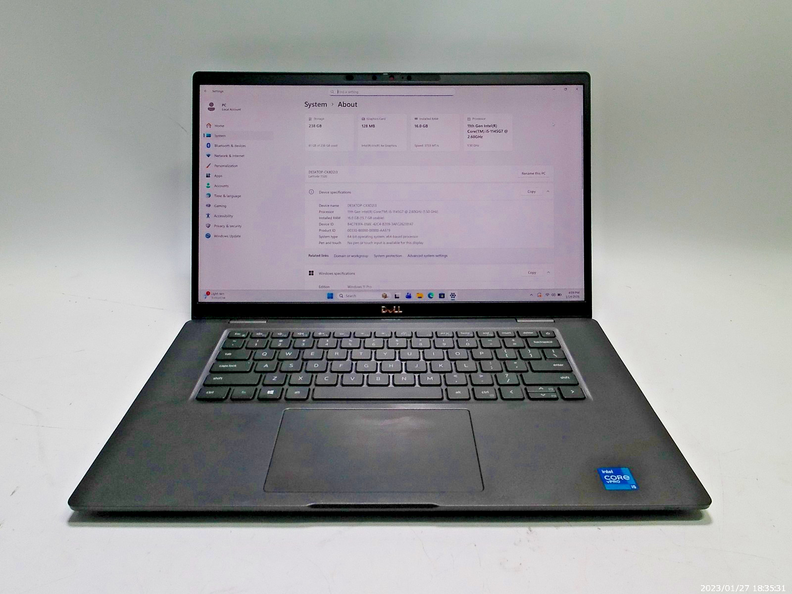 Dell Latitude 7520 – i5-1145G7 – 16 GB RAM – 256GB NVMe – Win 11 Pro
