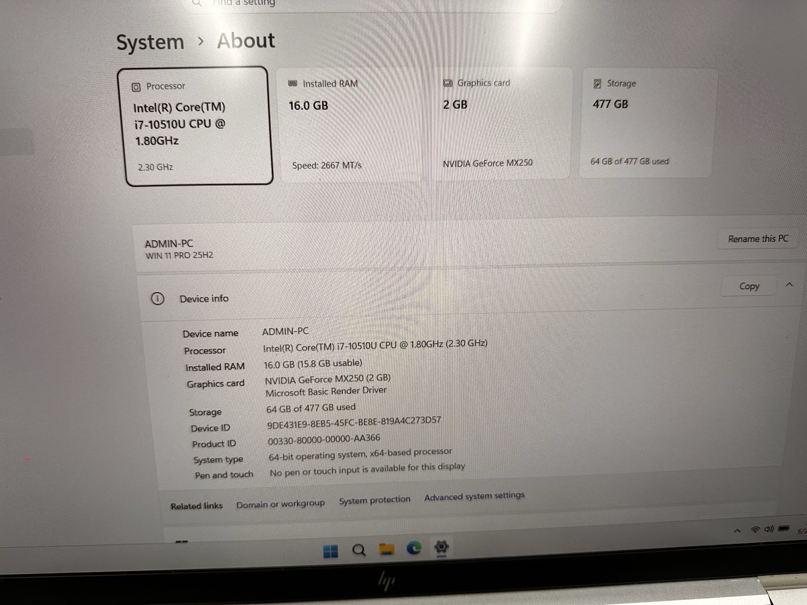 HP EliteBook 850 G7 CORE i7-10510U @1.8GHZ 16GB Ram 512GB SSD Win11 Pro #04