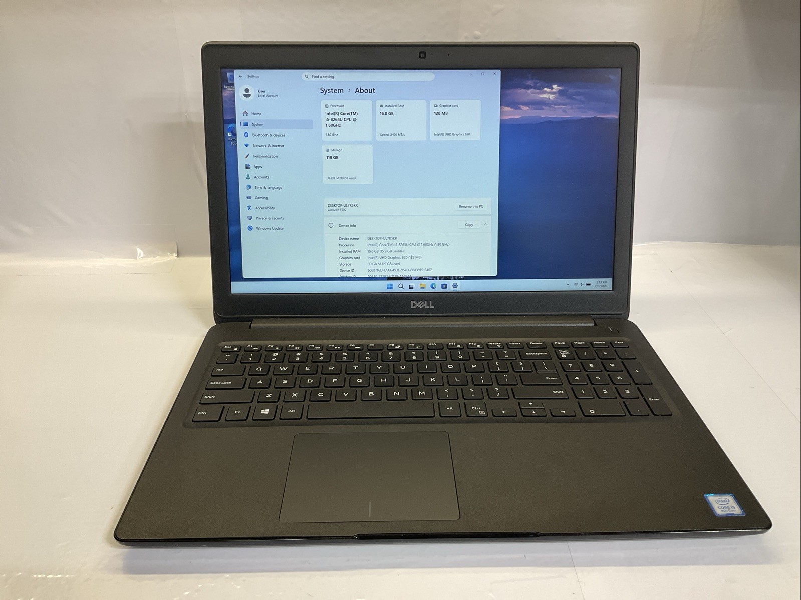 Dell Latitude 3500/ 15.6-inch/ i5-8th Gen/ 16GB RAM/ 128GB SSD/W11 Pro/AC(133F)
