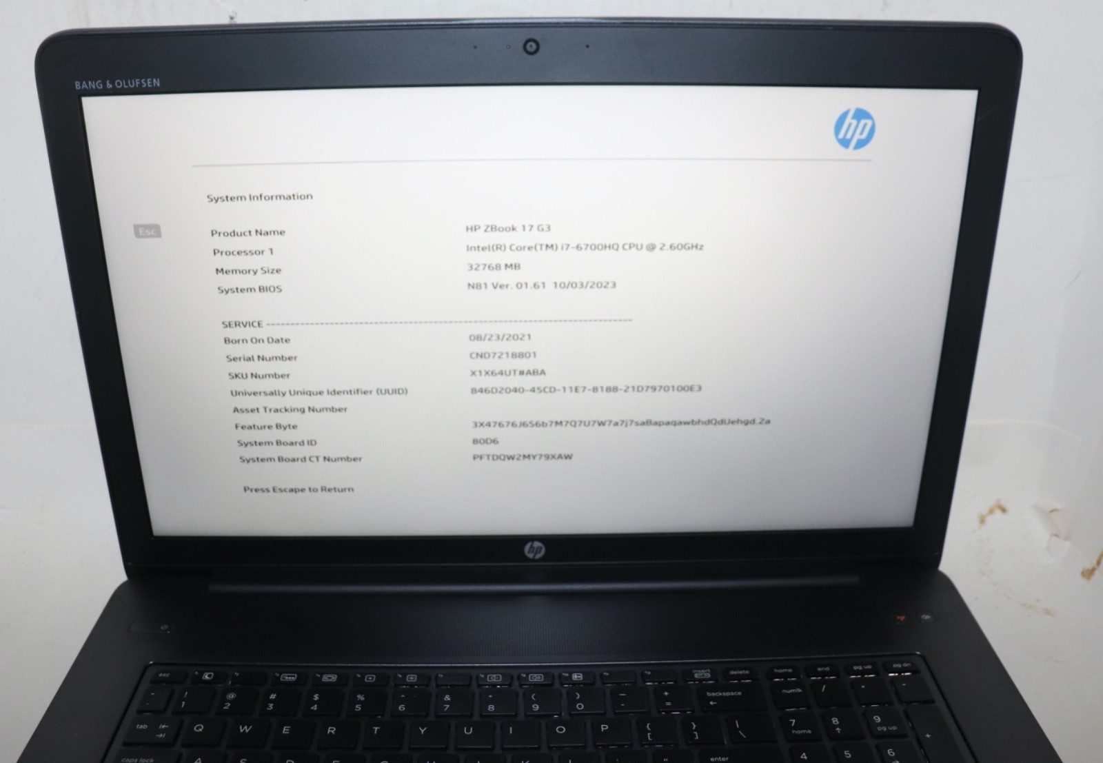 HP ZBOOK 17 G3|Intel i7@2.60GHz|32GB RAM|480 SSD|WIN11| ProfWebcam|Nvidia
