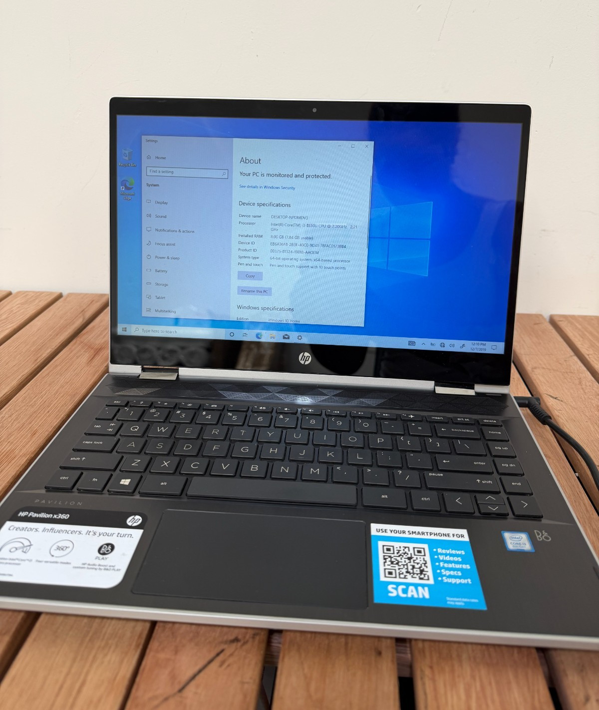 HP Pavilion X360 14 inch (128GB, Intel Core i3 8th Gen., 2.20Ghz, 8GB) For Parts