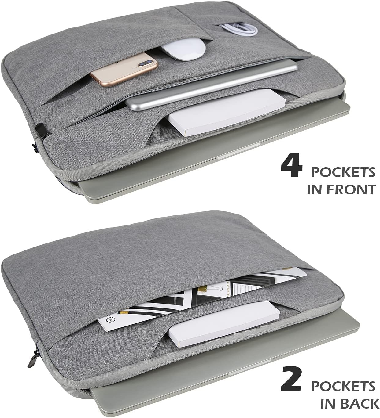 14 Inch Laptop Sleeve Case for Notebook Computer Chromebook Briefcase, Gray
