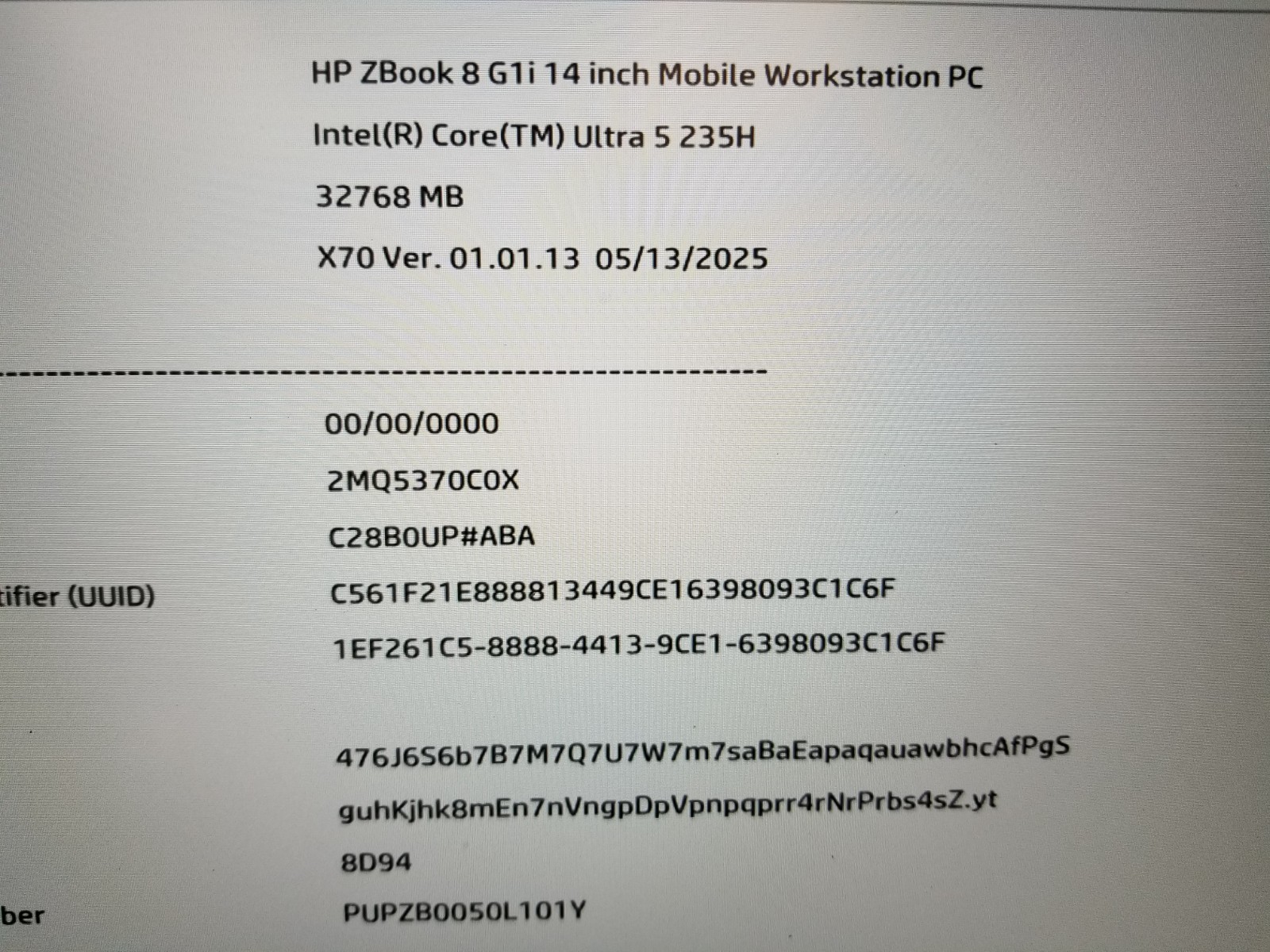 HP ZBook 8 G1i 14” Mobile Workstation Ultra 5 235U 32GB DDR5 NO SSD