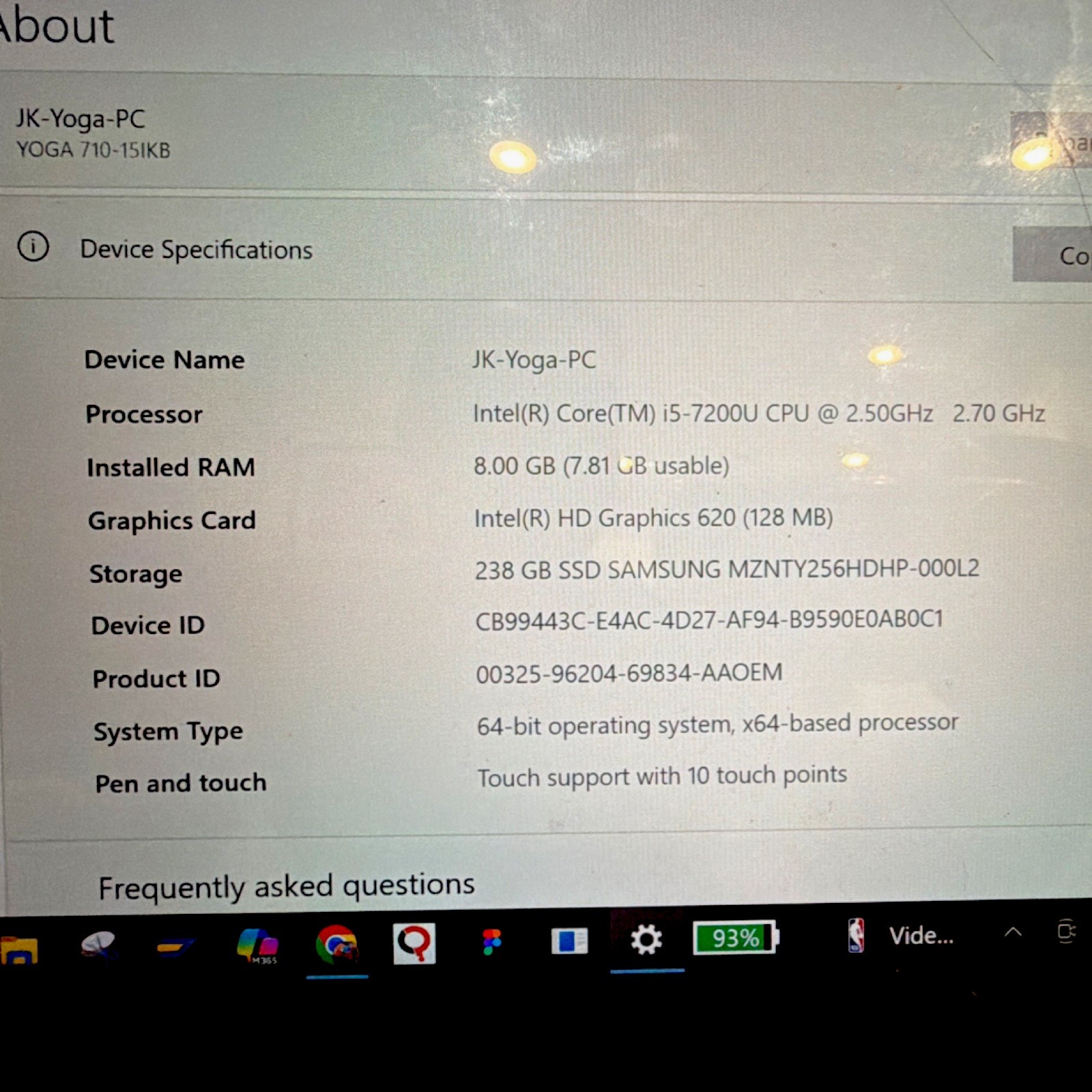 Lenovo Yoga 710-15IKB 15.6″ TouchscreenLaptop i5 8GB 238GB SSD Gray Repair/Parts