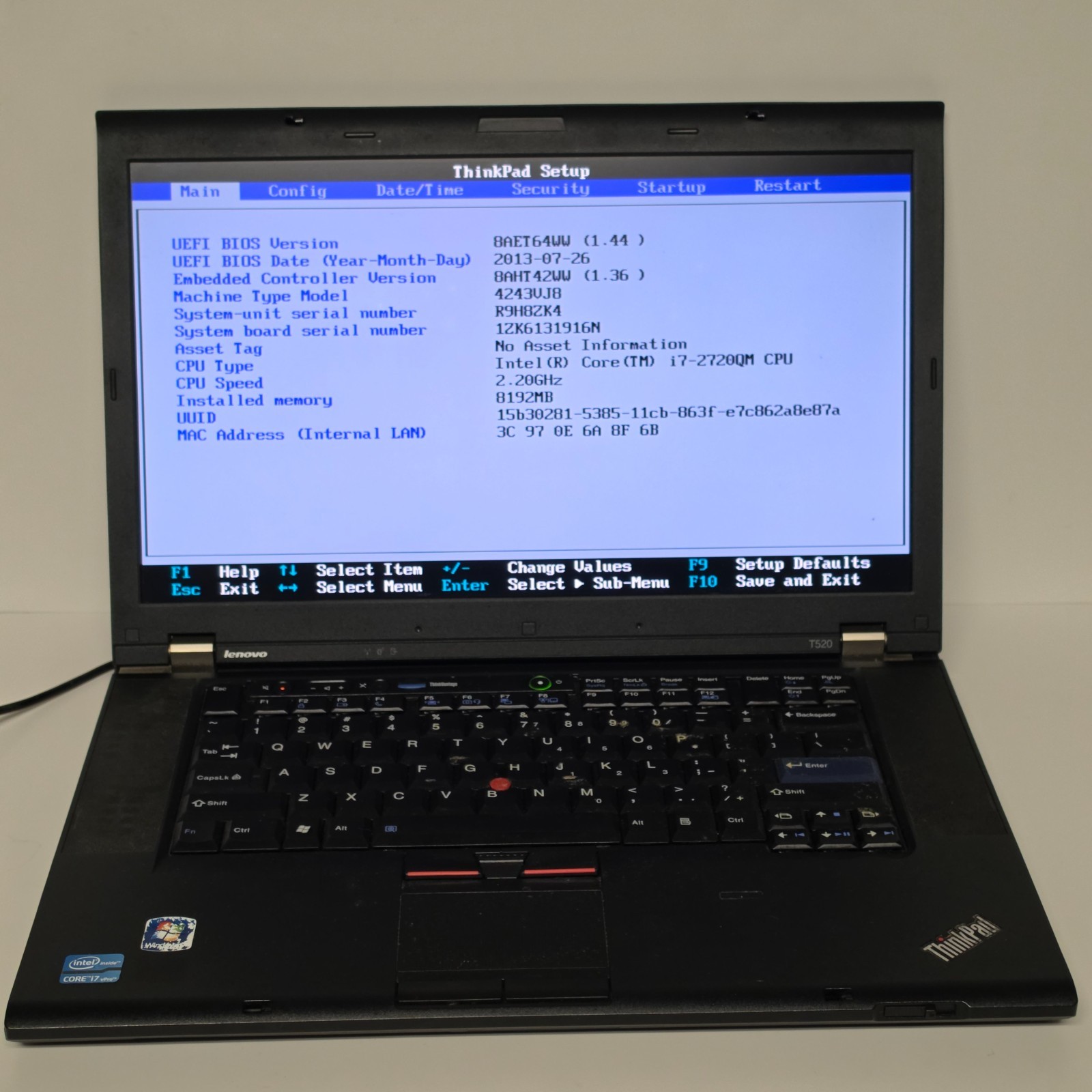 Lenovo ThinkPad T520 Laptop PC | Intel Core i7-2720M | 4GB RAM | No HDD A9