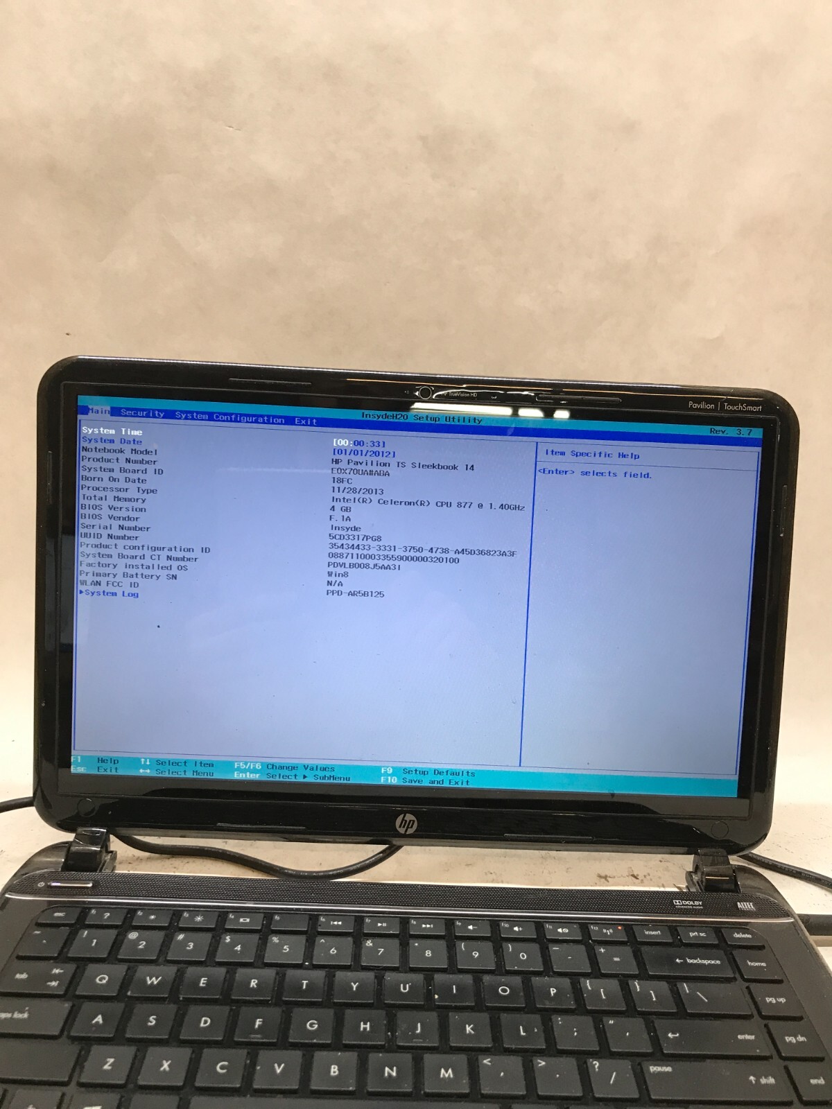 HP Pavilion TS Sleekbook 14 Intel Celeron 877 1.4GHz 4GB RAM NO HDD NO OS – -DW