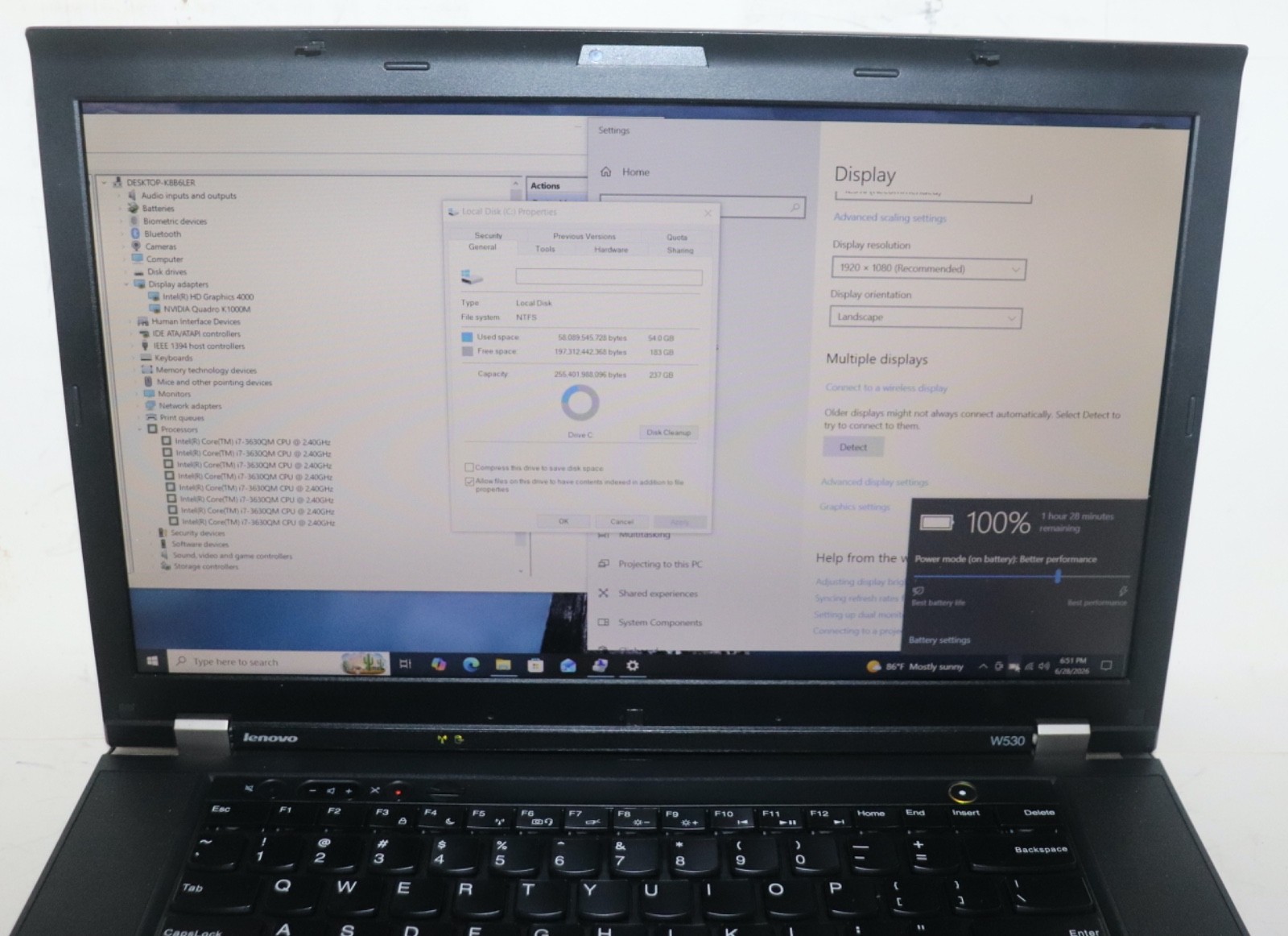 Lenovo ThinkPad W530|Core i7@2.40 GHz|32GB RAM 512SSD|WIN 10. PROF|NVIDIA|Webcam