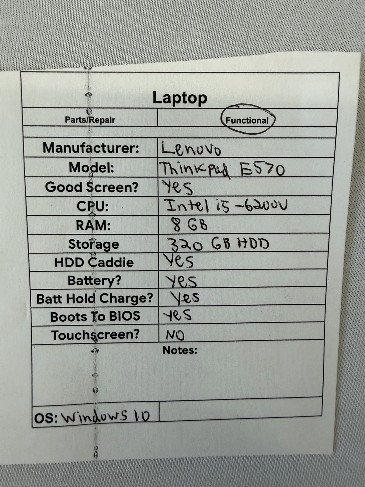 Lenovo Thinkpad E570 Laptop – Good Screen – Intel i5-6200U – RAM 8 GB – Read Des