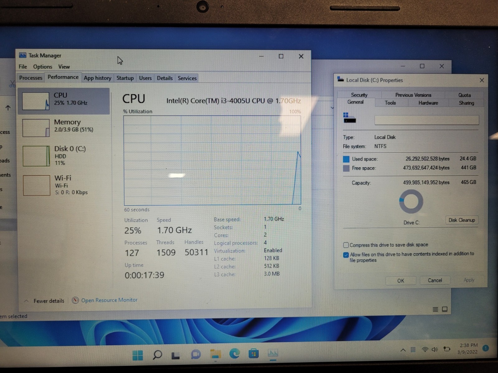 Dell inspiron 3542 15.6″ i3-4005u 1.7ghz 4gb ram 500 gb hdd w11p charger G513M52