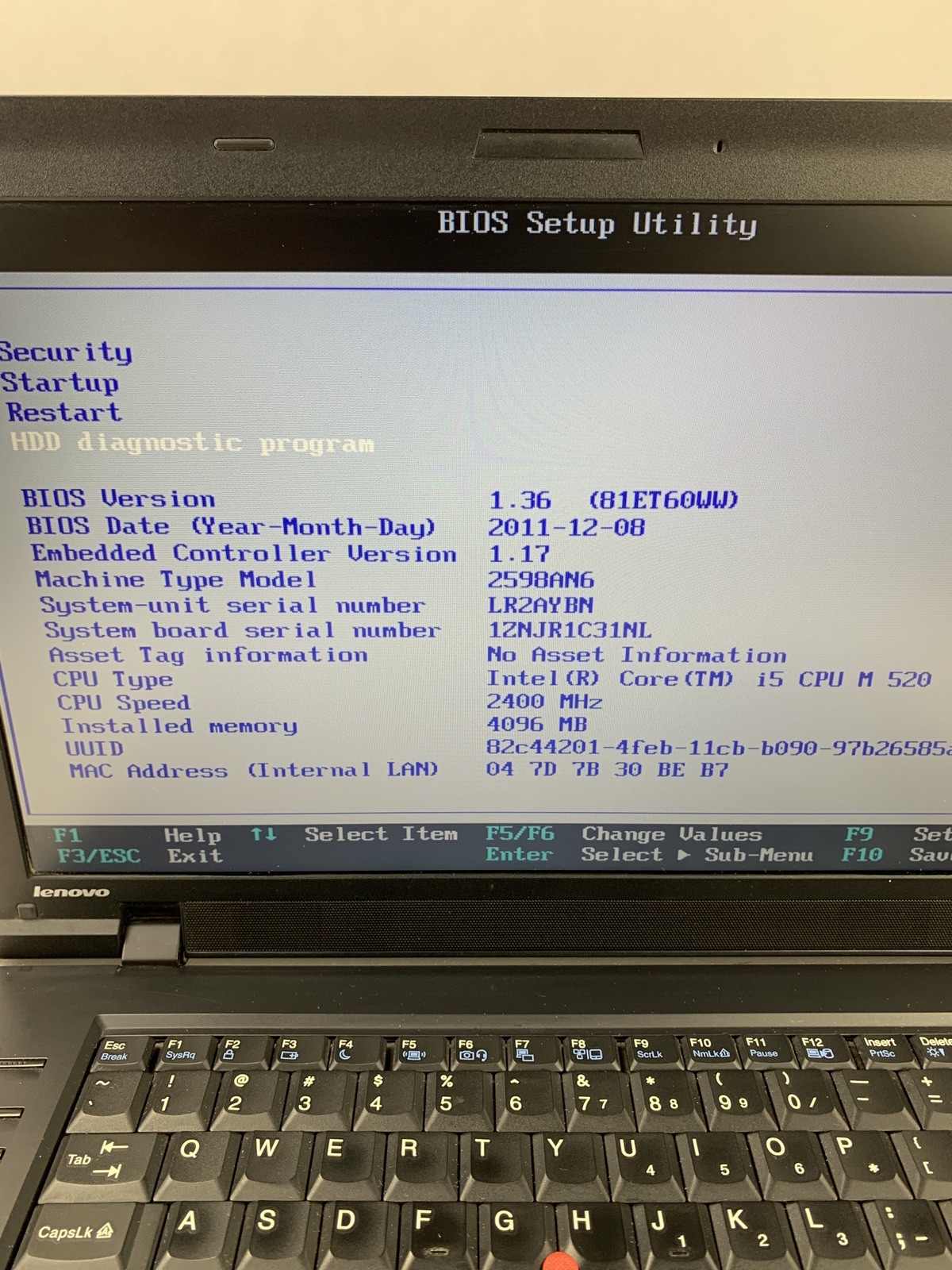 Lenovo ThinkPad L512 15.6″ i5-M520 2.4 GHz 4 GB Ram No OS No HDD No AC No Batt