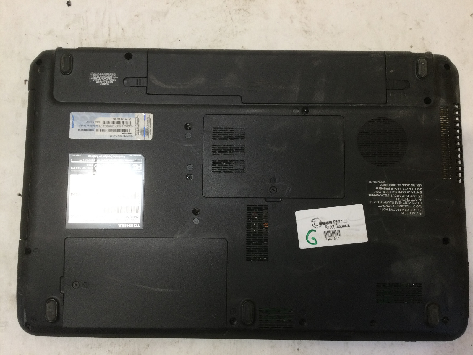 TOSHIBA SATELLITE C655-S5082 – BOOTS TO BIOS – INTEL CELERON – 2GB RAM -READ-BB